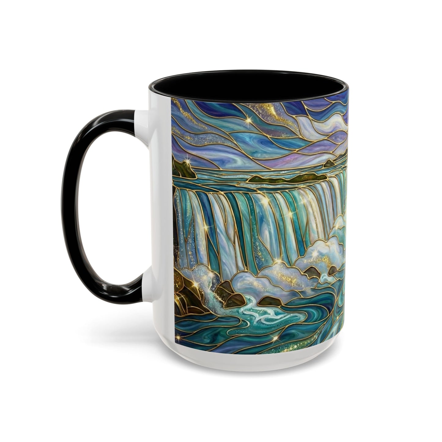 Faux Stained Glass Niagara Falls Mug, Waterfall Coffee Cup, Canada Souvenir Gift, Upstate New York Travel Memento, Nature Lover Tea Cup