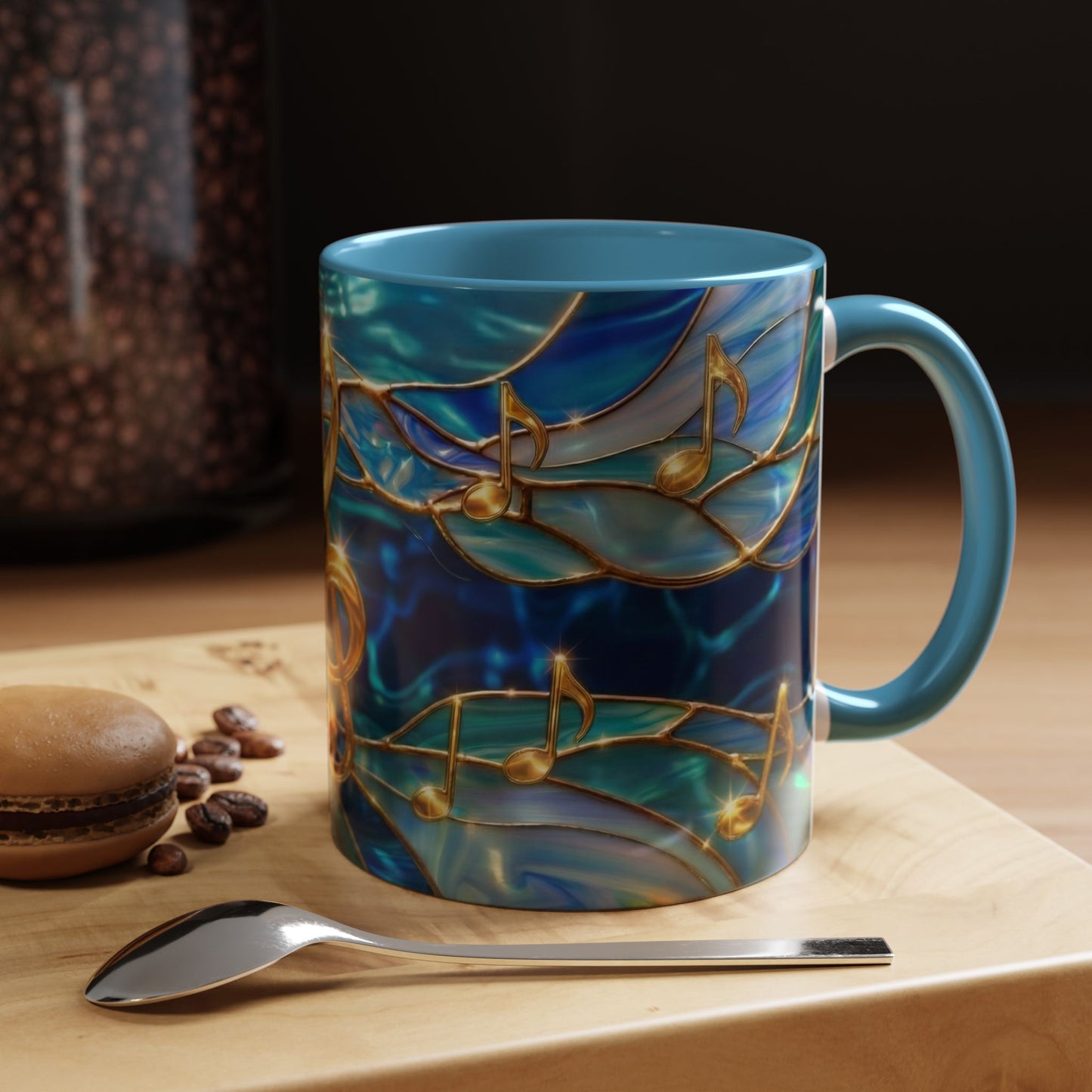 Music Notes Mug, Stained Glass Music Coffee Mug, Musical Gift Mug, Music Lover Cup, Music Teacher Gift, Artistic Coffee Mug