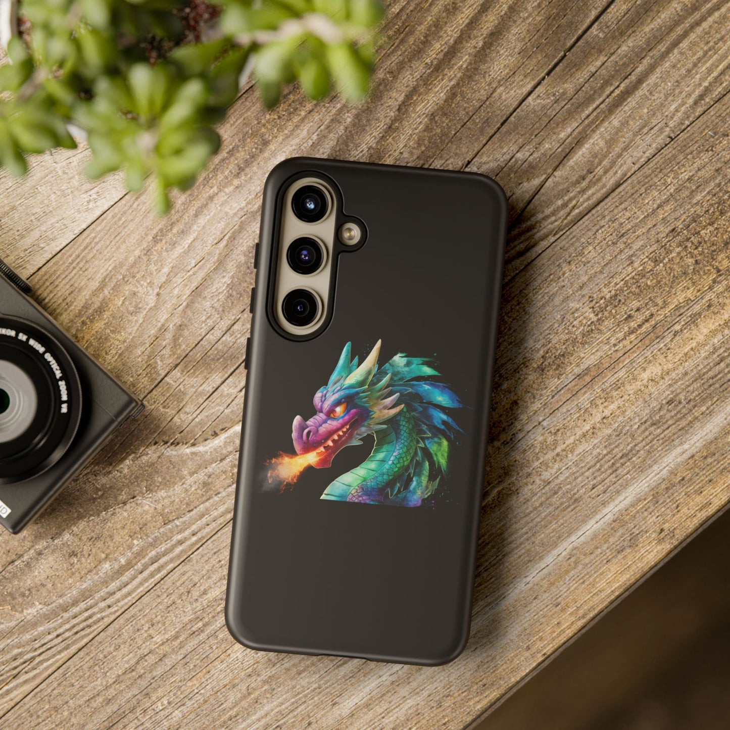 Fire-Breathing Dragon Samsung Case - Tough Fantasy Art Cover - Dark Academia Aesthetic Geek Gift for Galaxy S23/S24/S25/Ultra