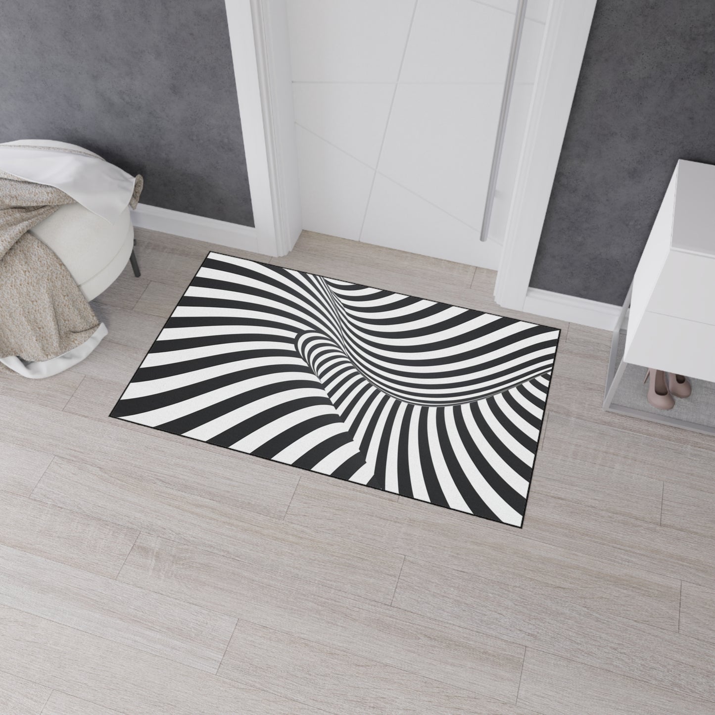 Floor Mat, Black and White Striped Rug, Non-Slip Kitchen Mat, Cute Welcome Mat, Home Decor Accent