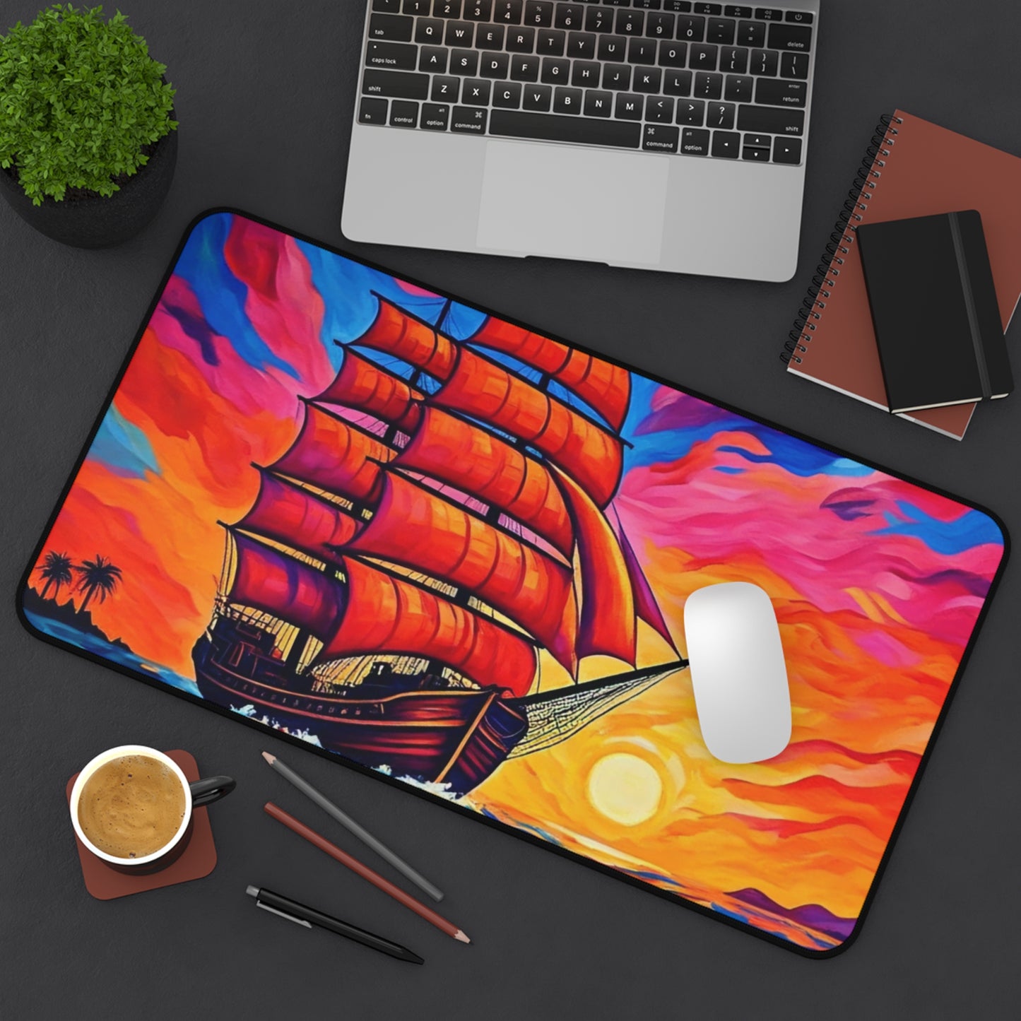 Desk Mat - Sunset Ship Sailing Mouse Pad