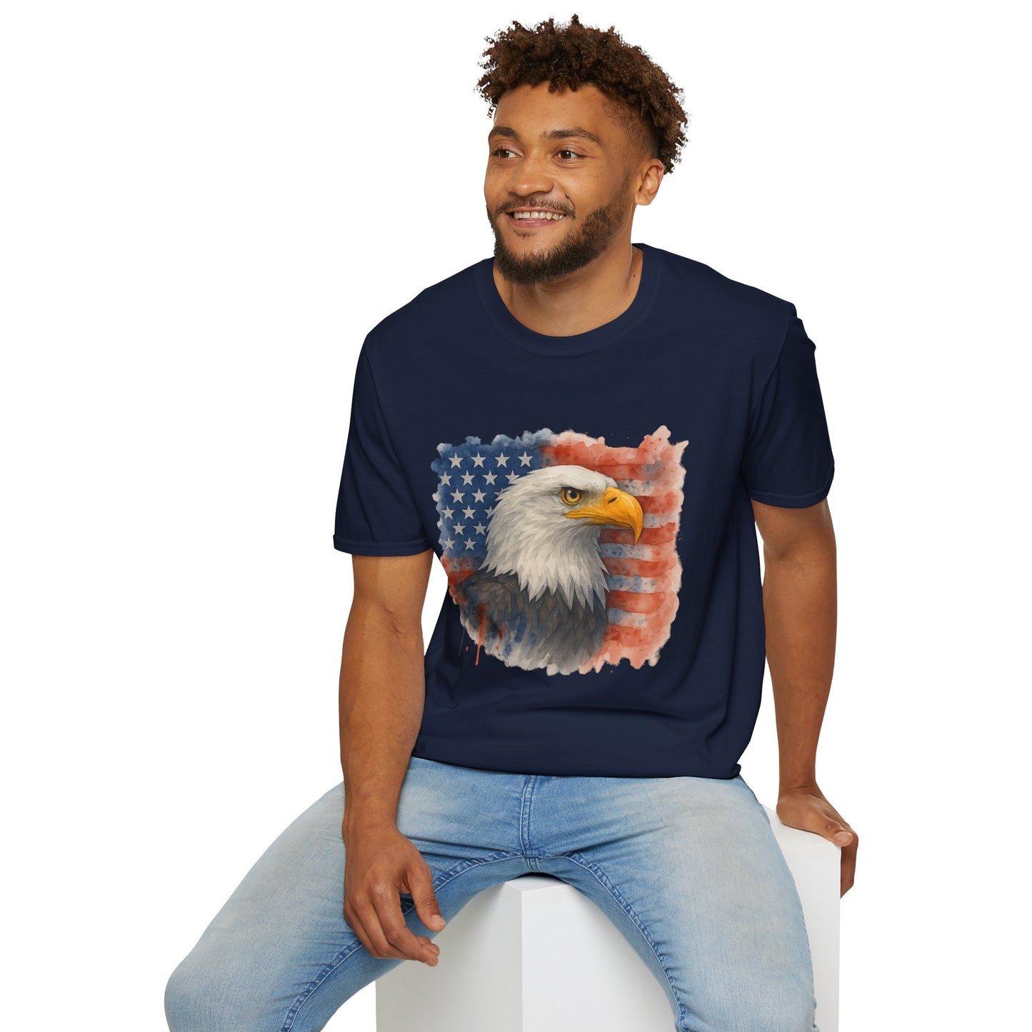 American Eagle & Flag T‑Shirt | Patriotic Graphic Tee | Bald Eagle USA Shirt | 4th of July Tee | Independence Day Apparel