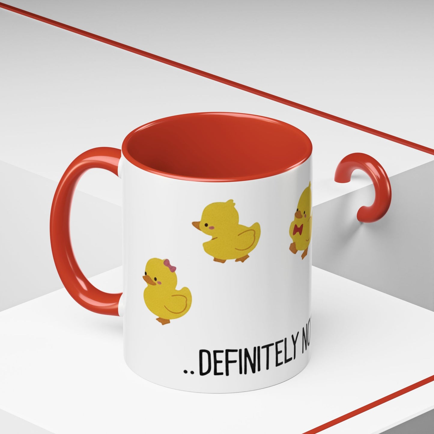 Funny Duck Mug, Cute Chick Coffee Cup, “Definitely Not In A Row” Mug, Cute Animal Lover Gift, Humor Tea Cup, Yellow Duck Kitchenware
