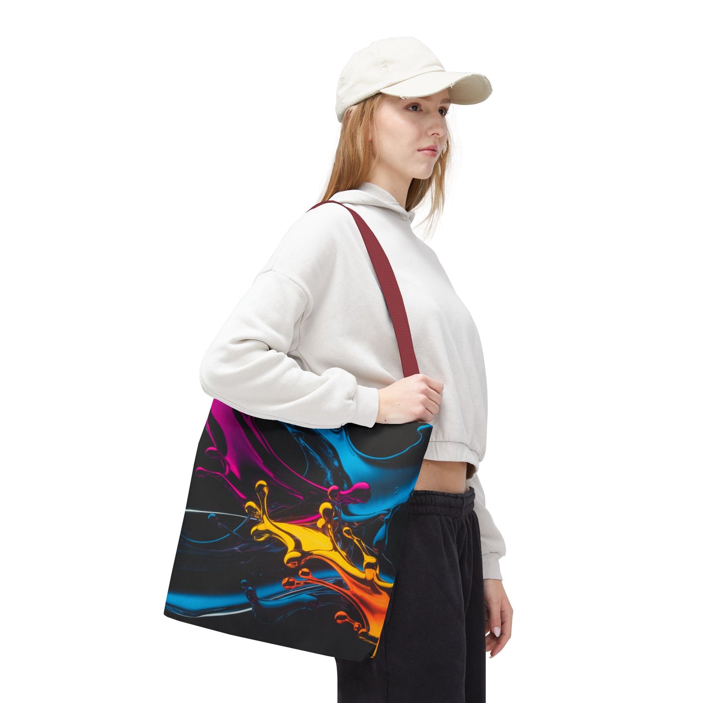 Abstract Neon Splash Tote Bag, Vibrant Colorful Art Bag, Reusable Shopping Bag, Modern Everyday Carryall, Bright Aesthetic Gift For Her