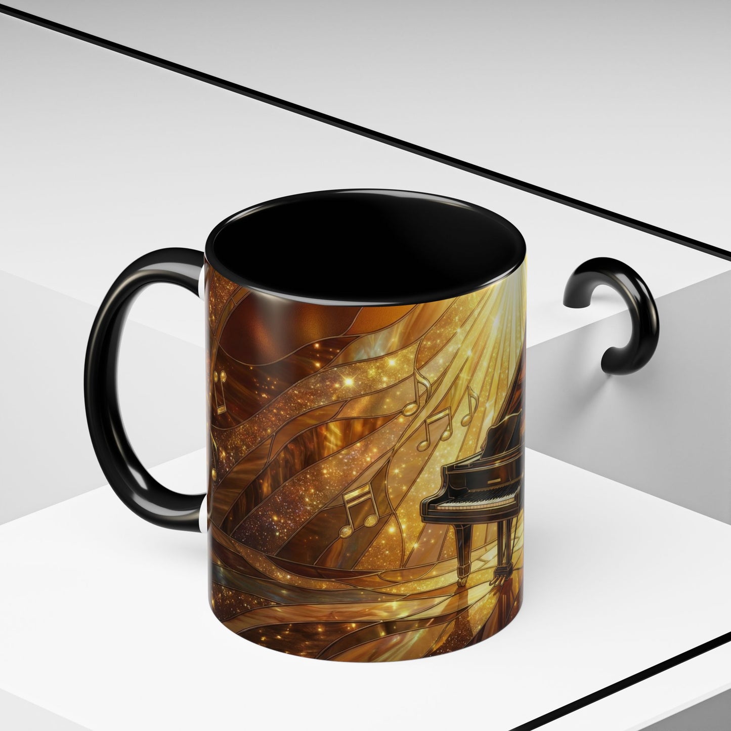 Stained Glass Piano Mug, Grand Piano Coffee Mug, Music Lover Gift Mug, Musician Art Mug, Classical Music Gift, Piano Lover Cup