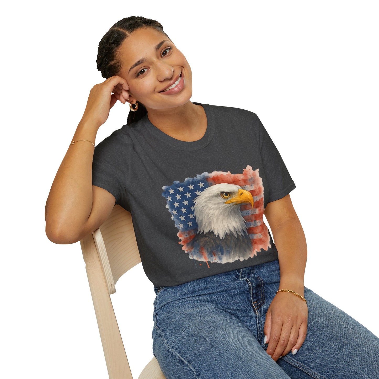 American Eagle & Flag T‑Shirt | Patriotic Graphic Tee | Bald Eagle USA Shirt | 4th of July Tee | Independence Day Apparel