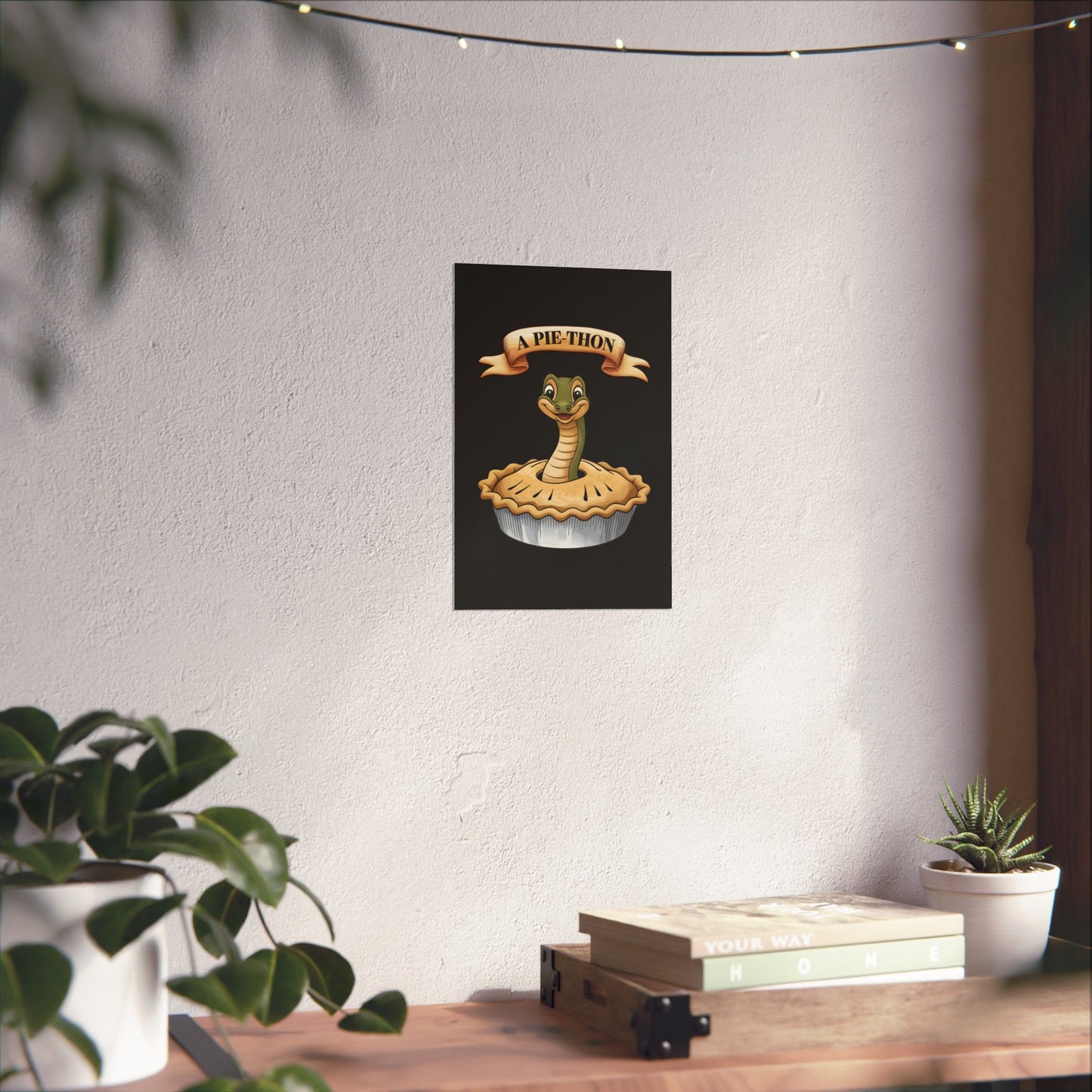 Vertical Poster - Funny 'Pie-Thon' Snake in Pie Joke Print