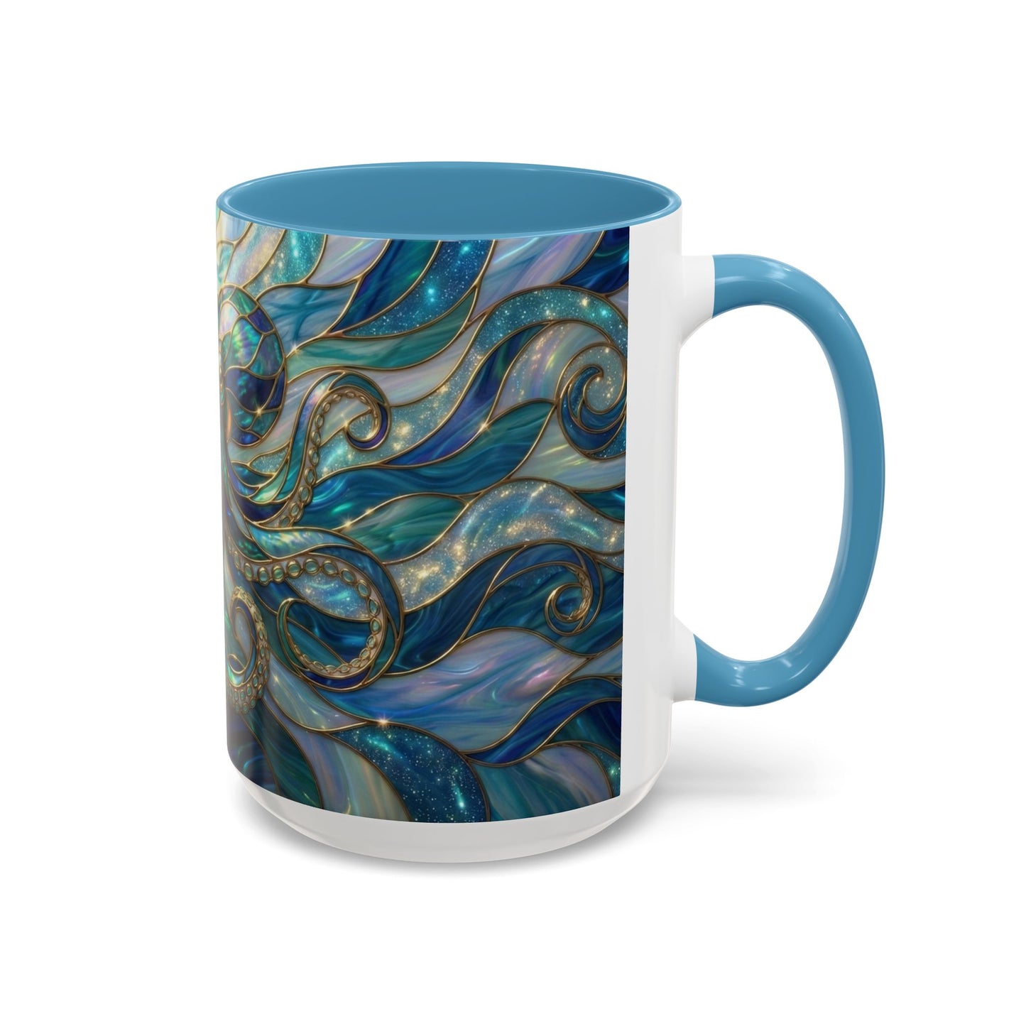 Stained Glass Octopus Mug, Octopus Coffee Mug, Ocean Art Mug, Nautical Decor Cup, Sea Creature Mug, Octopus Lover Gift