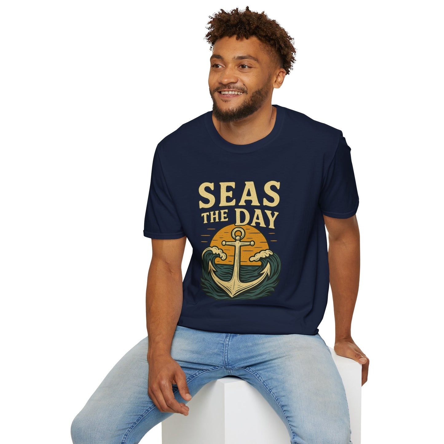 Seas the Day Shirt – Nautical Anchor Ocean Tee | Coastal Beach Graphic T-Shirt | Funny Seaside Pun Gift | Unisex Summer Travel Top