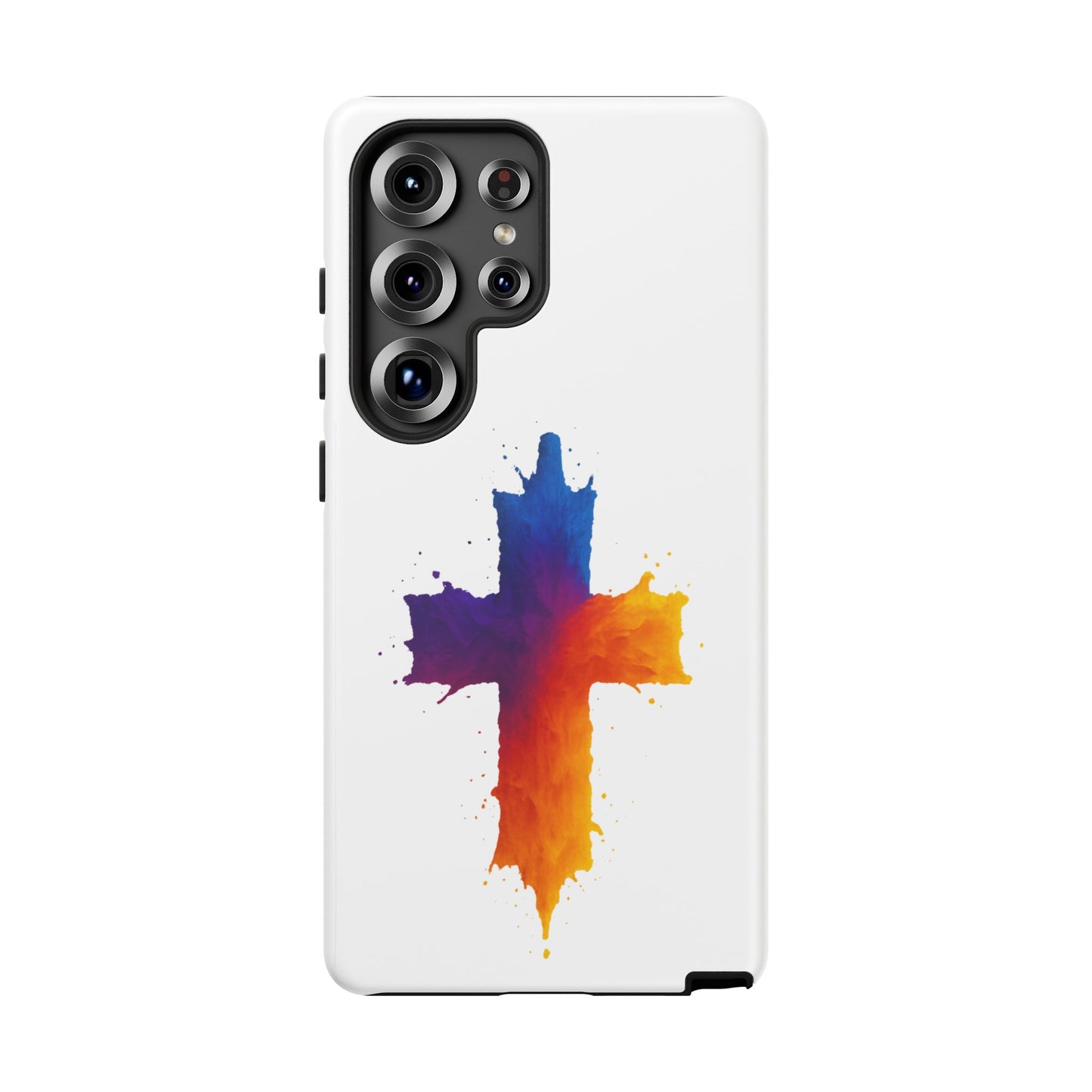 Christian Cross Phone Case – Vibrant Watercolor Design, Faith-Based Gift, Bible Verse Inspired Cell Cover
