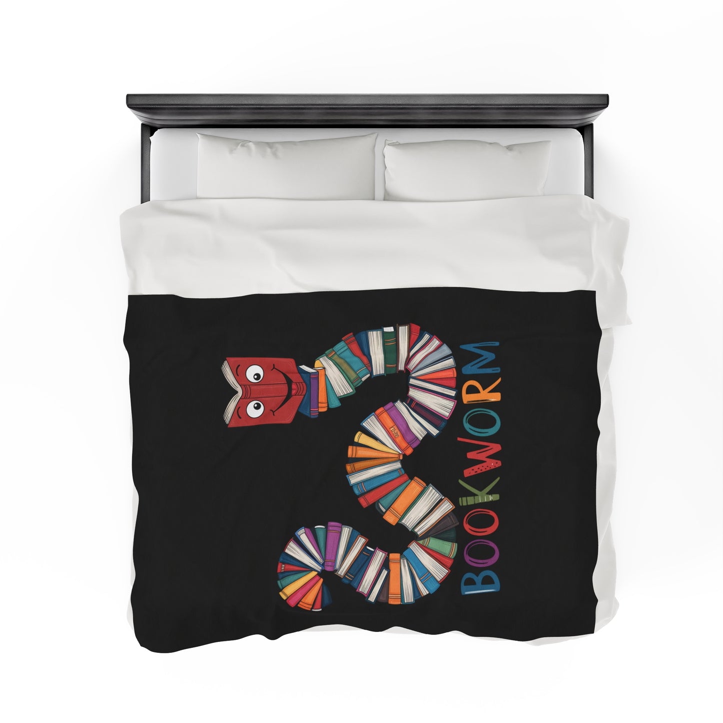 Velveteen Plush Blanket - Bookworm Design