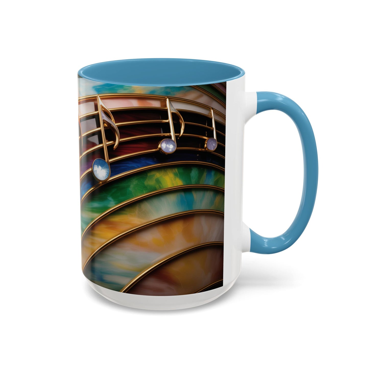 Stained Glass Music Notes Mug - Colorful Music Lover Gift - Music Teacher Mug - Treble Clef Coffee Cup - Musician Gift Idea - 11oz & 15oz Ceramic Mug