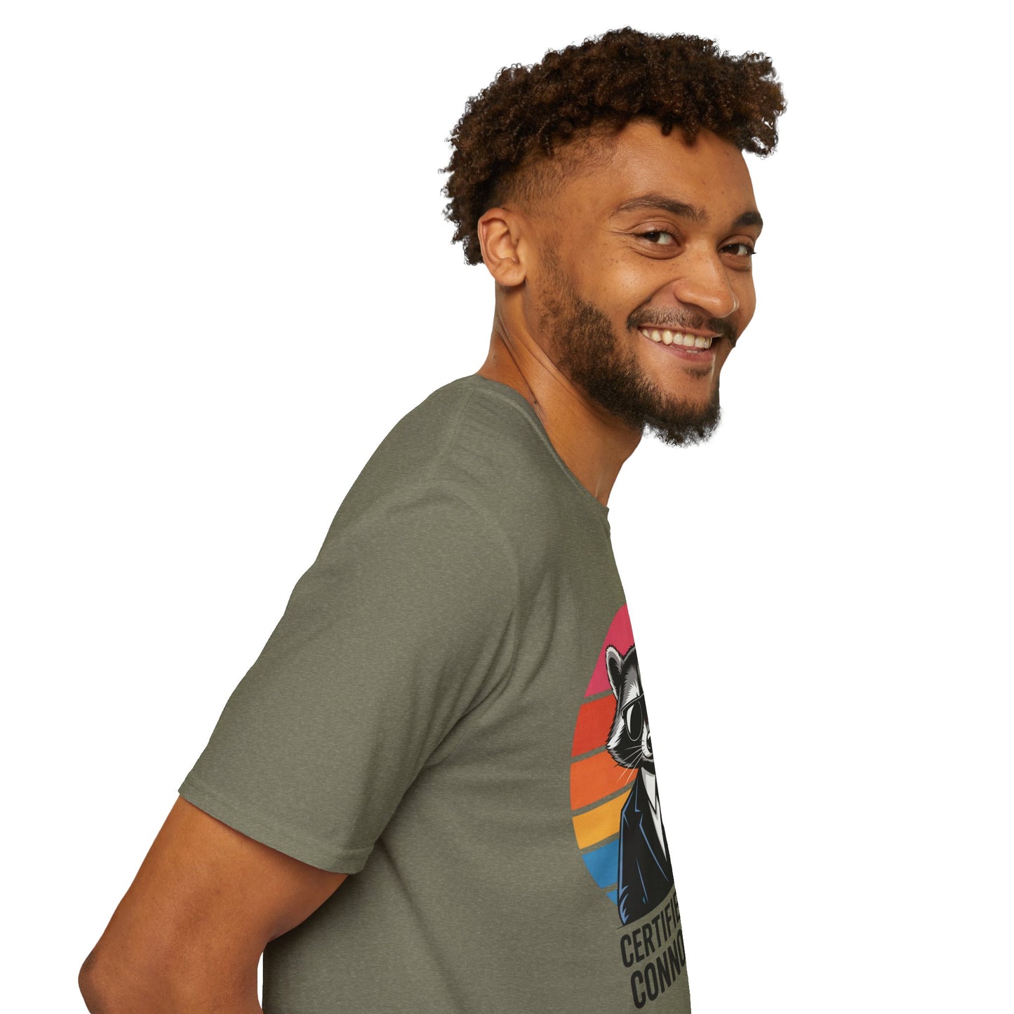 Certified Trash Connoisseur Raccoon Shirt - Funny Trash Panda Graphic Tee - Retro Sunset Vintage Vibe - Unique Gift for Raccoon Lover