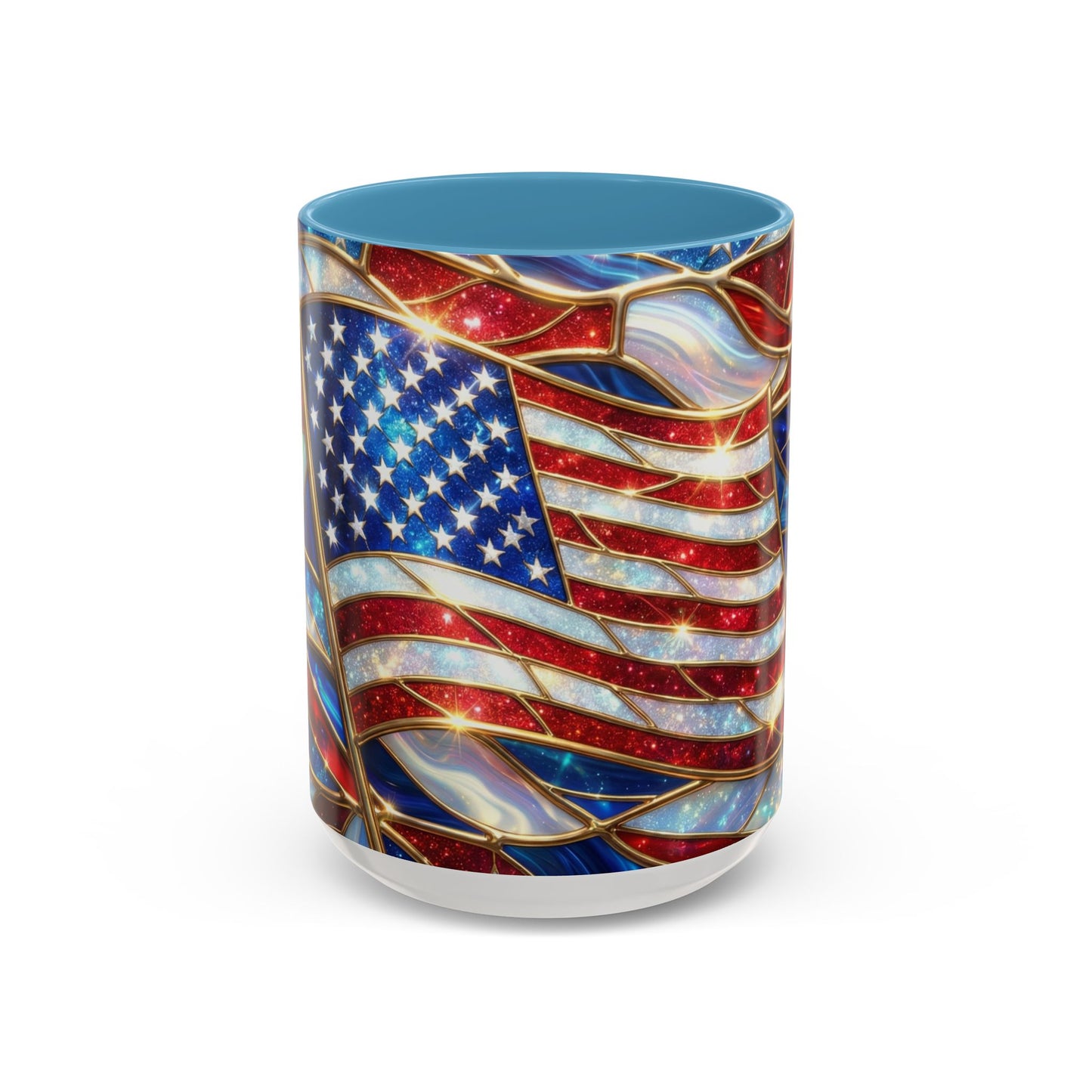 American Flag Mug, Stained Glass Flag Coffee Mug, Patriotic Mug, USA Flag Cup, Fourth Of July Gift, Veterans Gift Mug