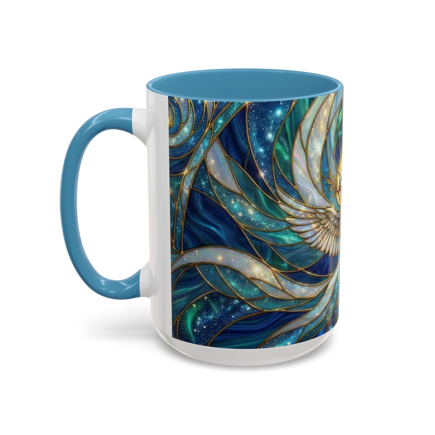 Stained Glass Dove Mug, Christian Coffee Cup, Religious Gift, Faith Art Mug, Holy Spirit Dove, Inspirational Christian Mug