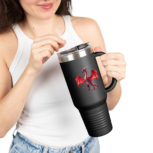 Dragon Travel Mug with Straw | Fantasy Coffee Tumbler | DnD Gift for Gamers & Magic Fans | Mythical Creature Cup | 40oz Mug