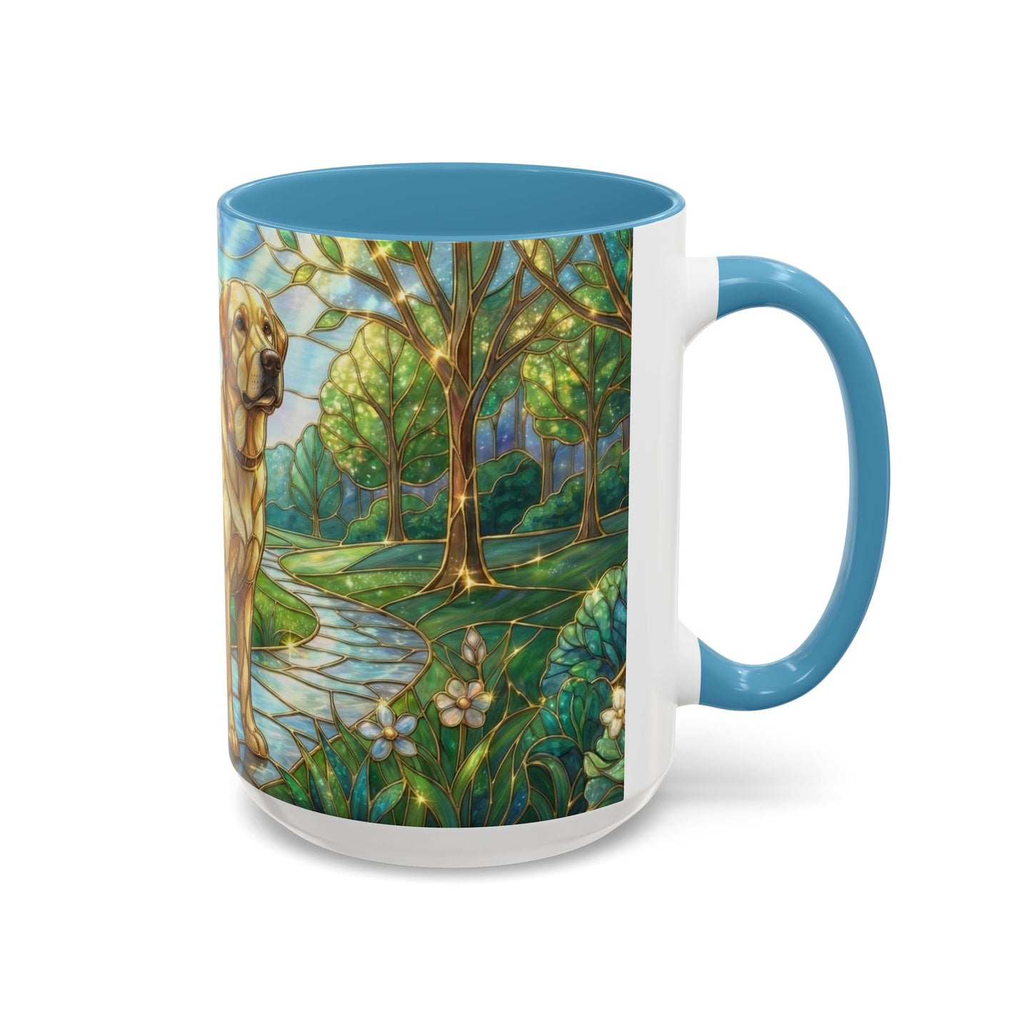 Stained Glass Labrador Mug, Dog Lover Coffee Mug, Labrador Retriever Art Cup, Pet Memorial Gift, Colorful Dog Mug, Nature Art Mug