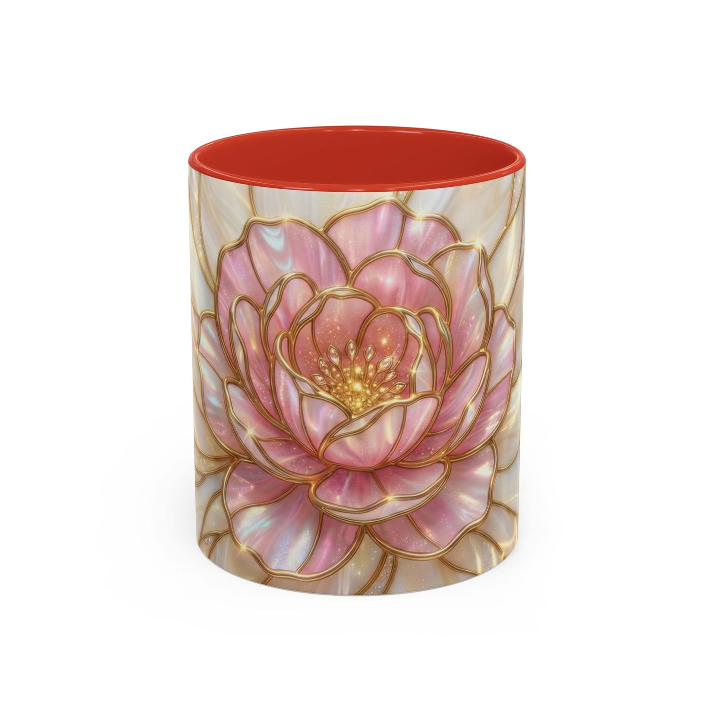 Pink Peony Stained Glass Mug, Gold Floral Coffee Cup, Elegant Flower Gift For Her, Fairycore Tea Cup, Mothers Day Present, Pearl Art Decor