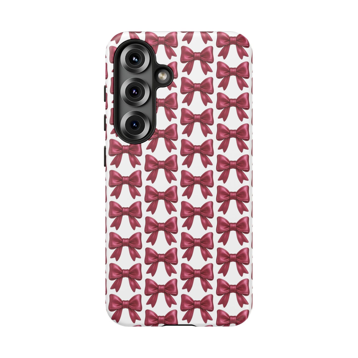 Coquette Samsung Case - Burgundy Bow Pattern Phone Cover, Girly Soft Aesthetic Gift, Cute Galaxy Case for Her