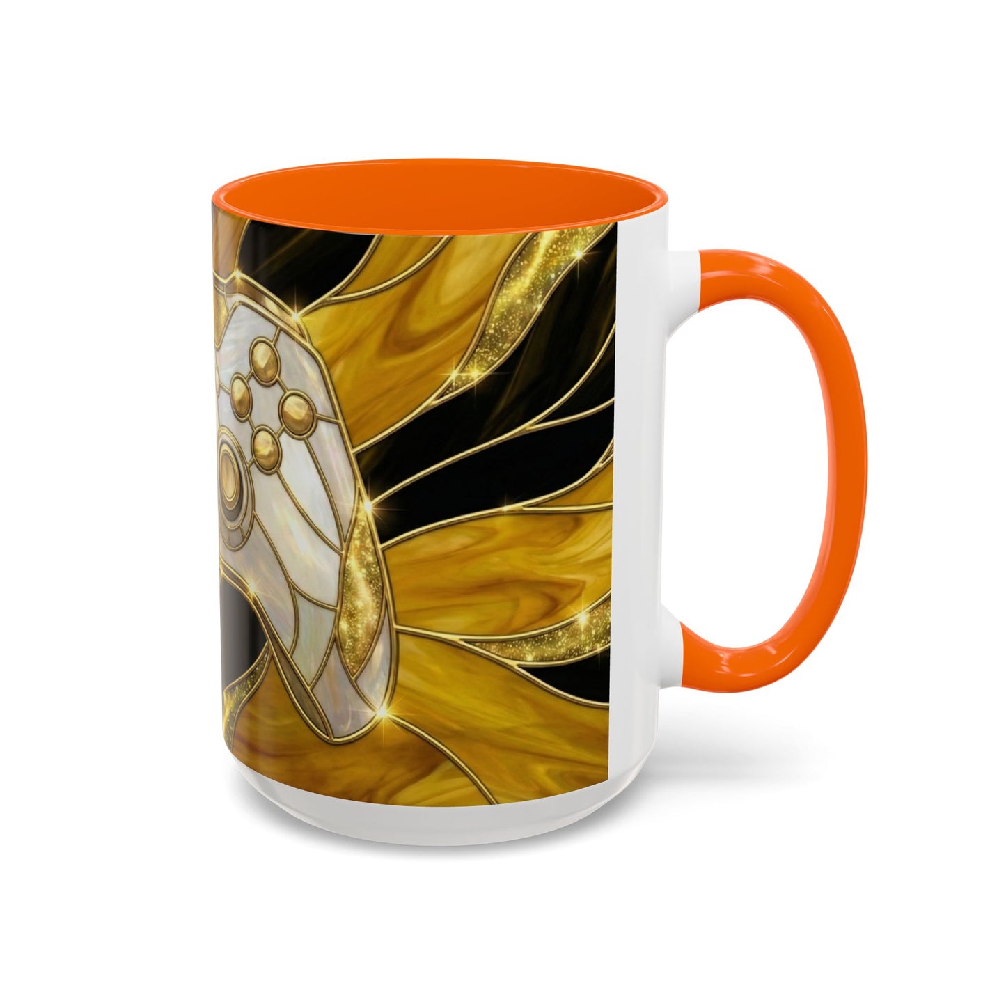 Stained Glass Gamer Mug, Gold Controller Coffee Cup, Video Game Gifts for Him, Gamer Boyfriend Gift, Teen Boy Gaming Mug, Desk Decor