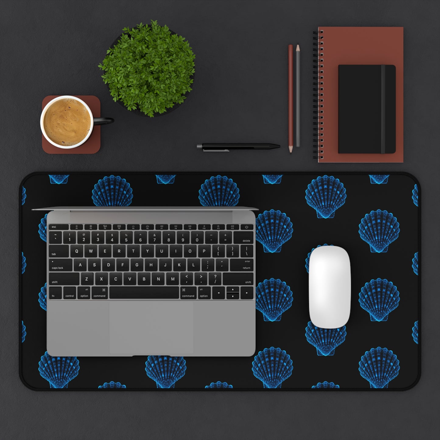 Desk Mat Bioluminescent SeaShells Mouse Pad for Ocean Lovers Nautical Decor Marine Mat