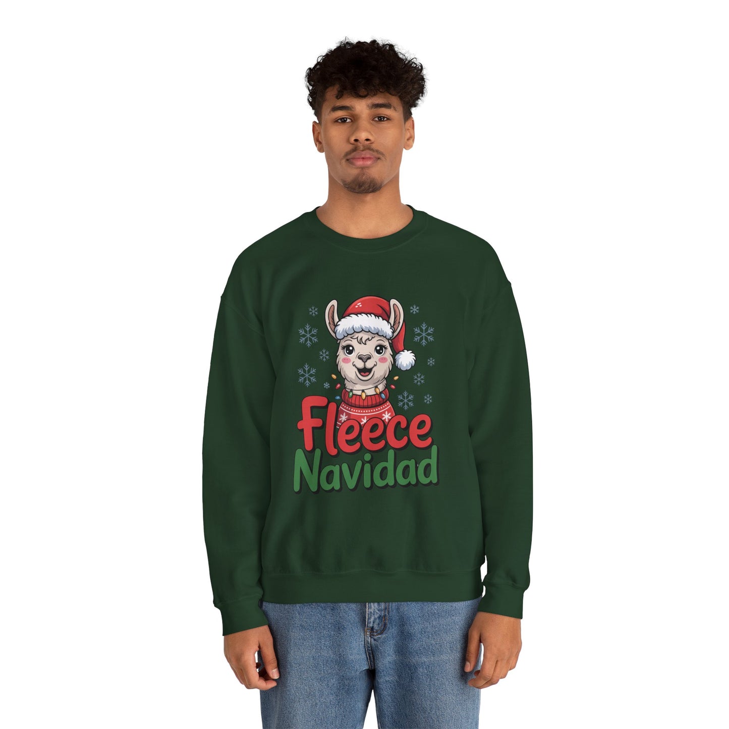 Fleece Navidad Christmas Sweatshirt, Funny Llama Holiday Sweater, Cozy Unisex Crewneck, Cute Christmas Pun Gift For Friends And Family