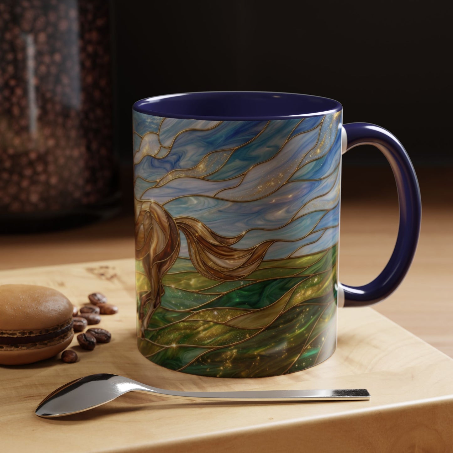 Stained Glass Horse Mug, Horse Coffee Mug, Running Horse Cup, Equestrian Gift Mug, Nature Art Mug, Horse Lover Gift