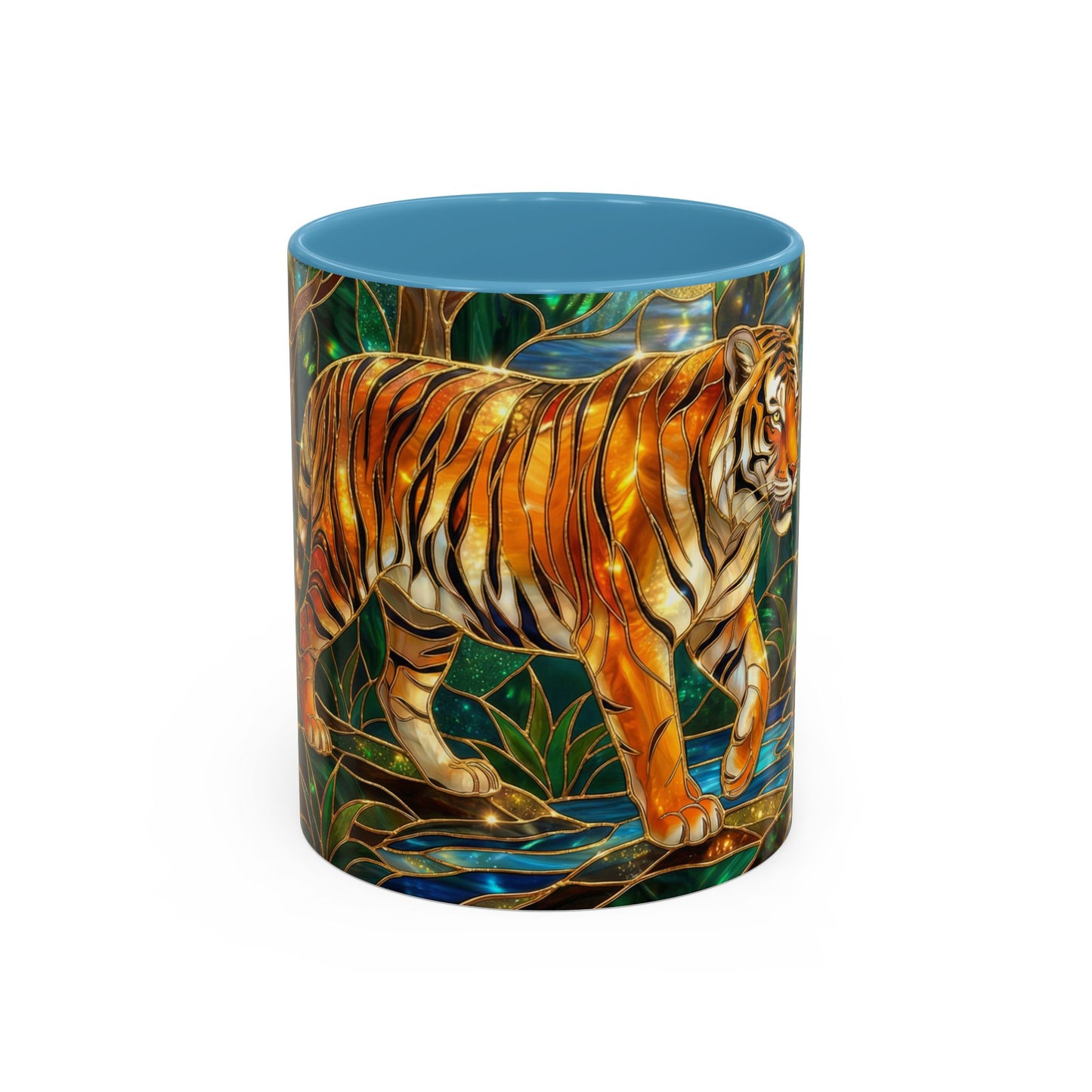 Stained Glass Tiger Mug, Tiger Coffee Cup, Wildlife Art Mug, Jungle Tiger Gift, Animal Lover Mug, Nature Inspired Coffee Cup