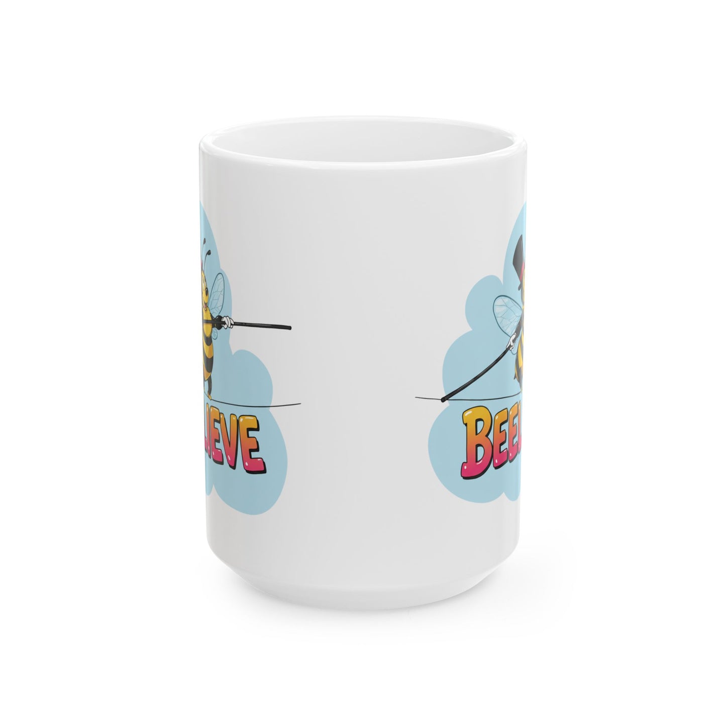 Ceramic Mug - Beelieve Fun Pun Bee Tightrope Design