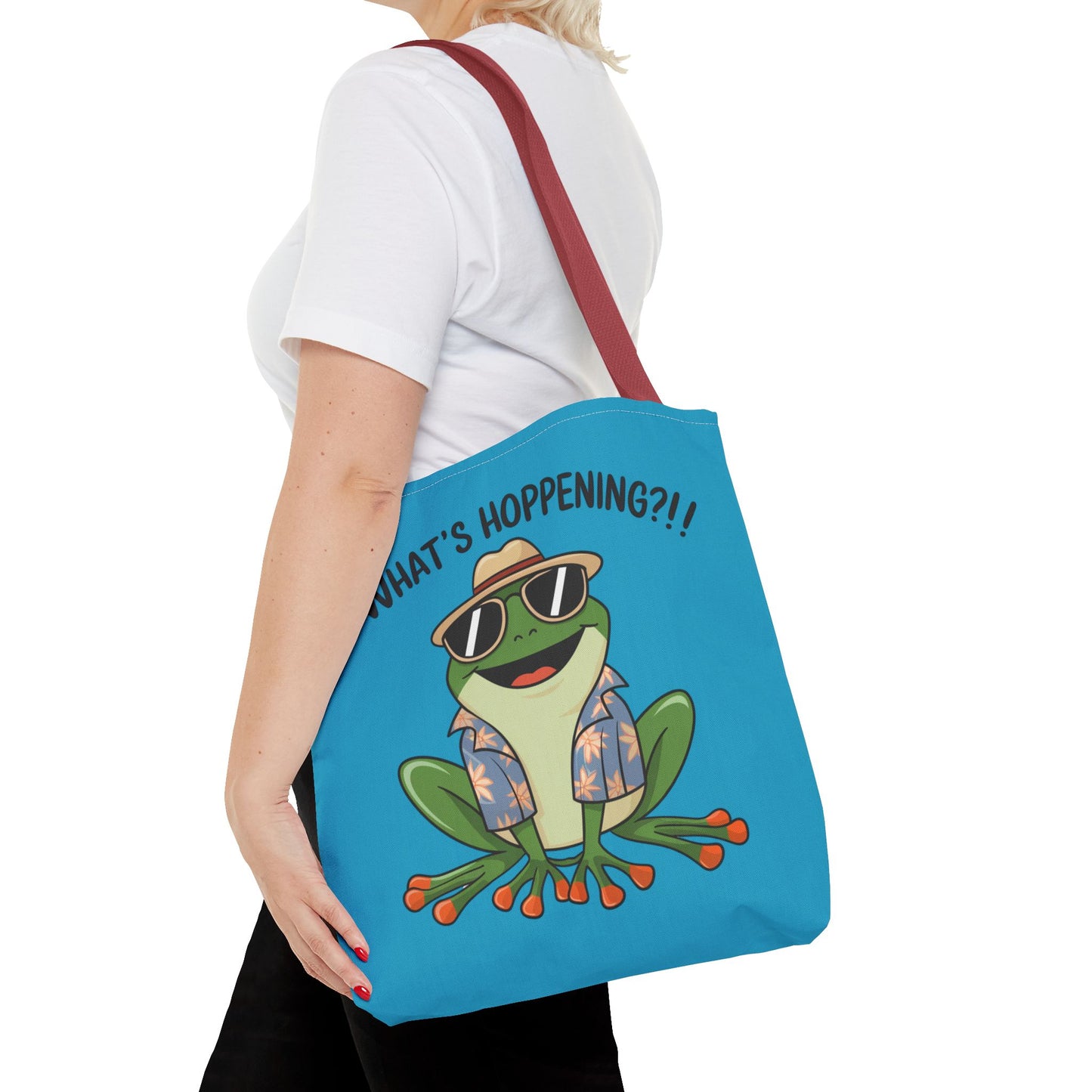 Frog Tote Bag - What's Hoppening Pun Design