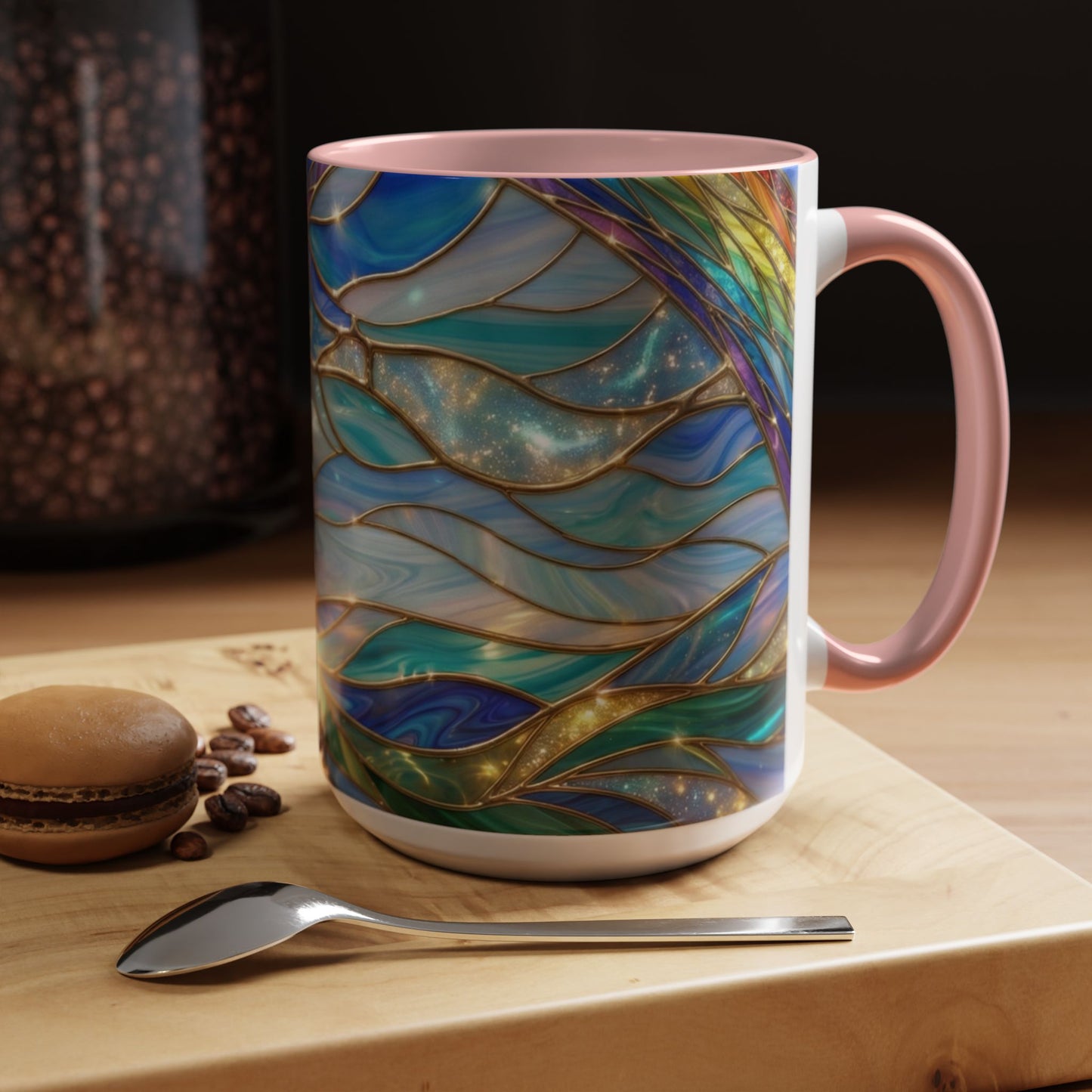 Stained Glass Rainbow Mug, Pot Of Gold Coffee Cup, St Patricks Day Gift, Magical Fantasy Tea Cup, Lucky Irish Leprechaun, Colorful Art