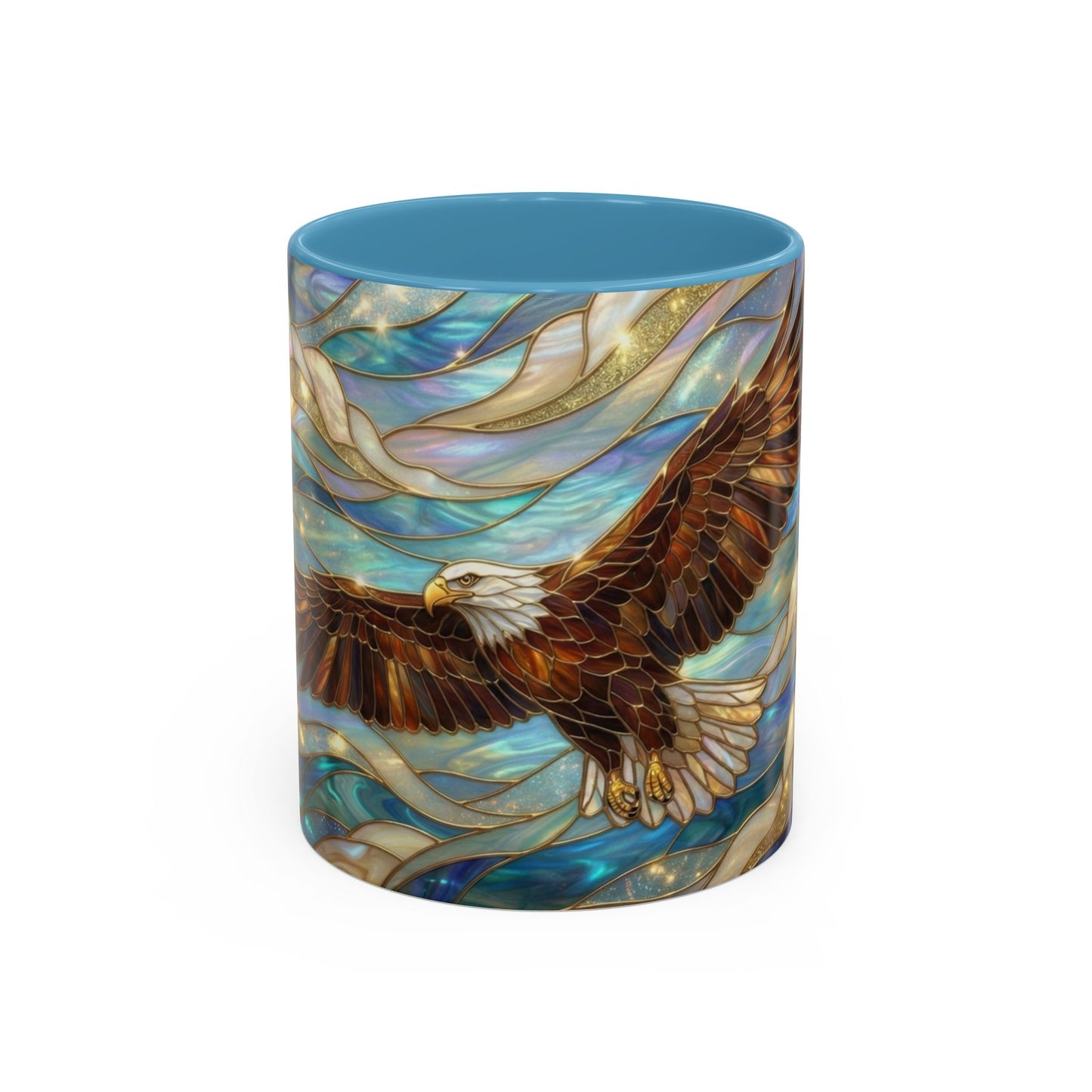 Stained Glass Eagle Mug, Bald Eagle Coffee Mug, Patriotic Eagle Cup, Wildlife Art Mug, Freedom Bird Mug, Nature Art Gift