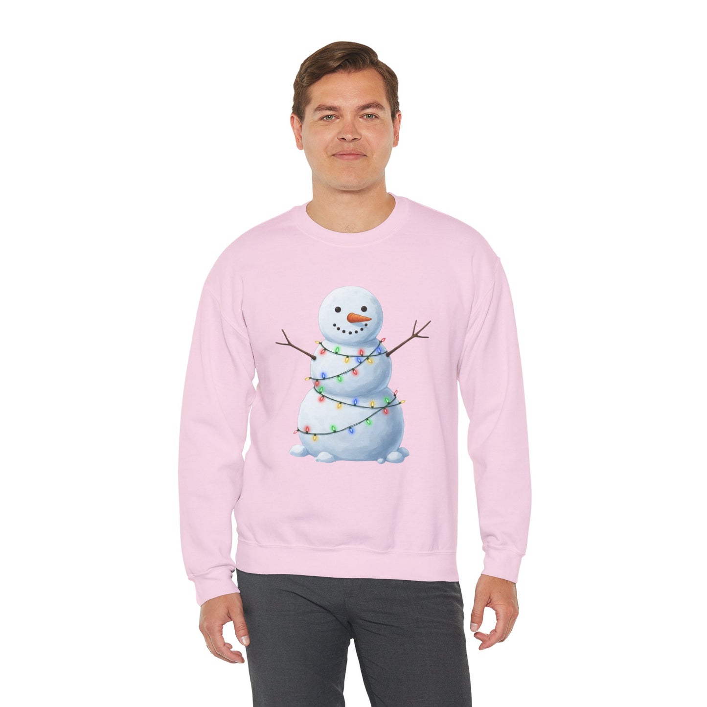 Cute Snowman Christmas Sweatshirt, Holiday Snowman Lights Sweater, Winter Snowman Crewneck, Cozy Christmas Gift, Festive Holiday Shirt
