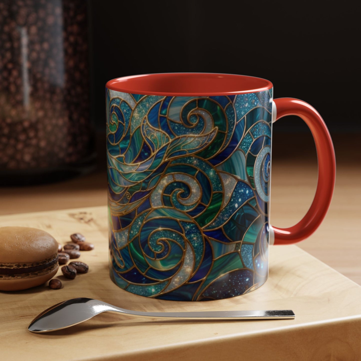 Stained Glass Whale Mug, Ocean Art Coffee Cup, Blue Sea Life Design, Nautical Gift For Ocean Lovers, Colorful Stained Glass Whale Cup