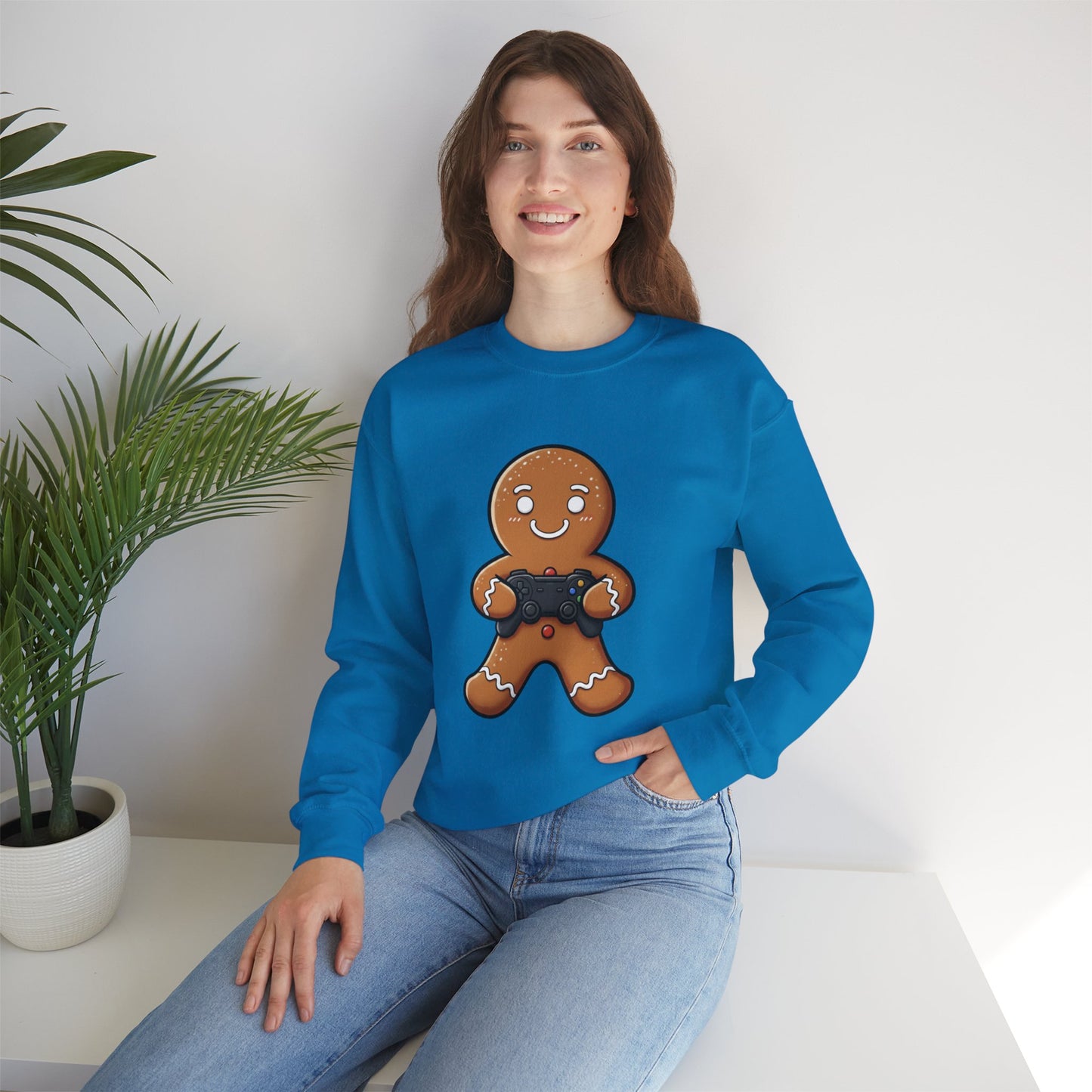 Gamer Gingerbread Sweatshirt | Funny Christmas Sweater | Cute Holiday Crewneck for Gamers | Cozy Unisex Winter Gift