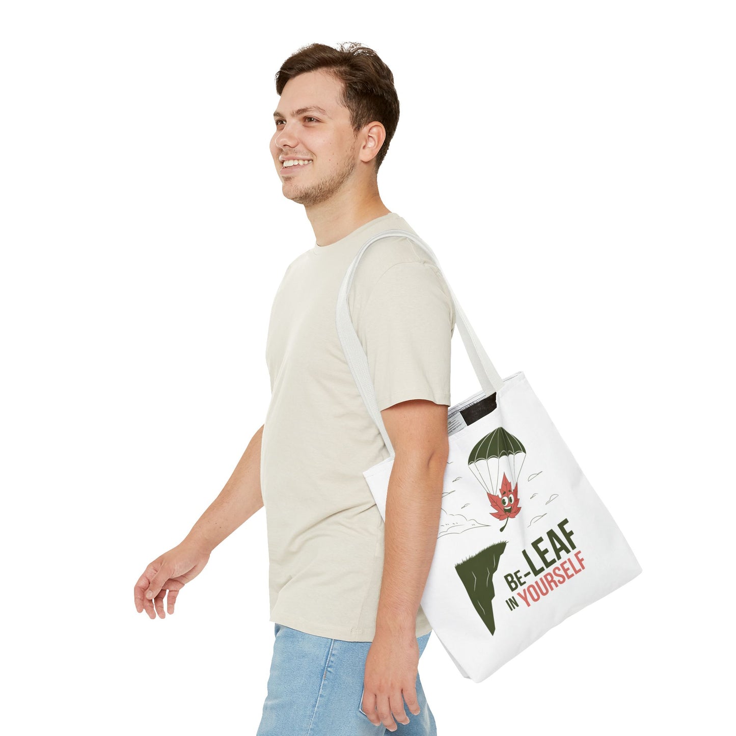 Tote Bag - Be-Leaf In Yourself Pun Design