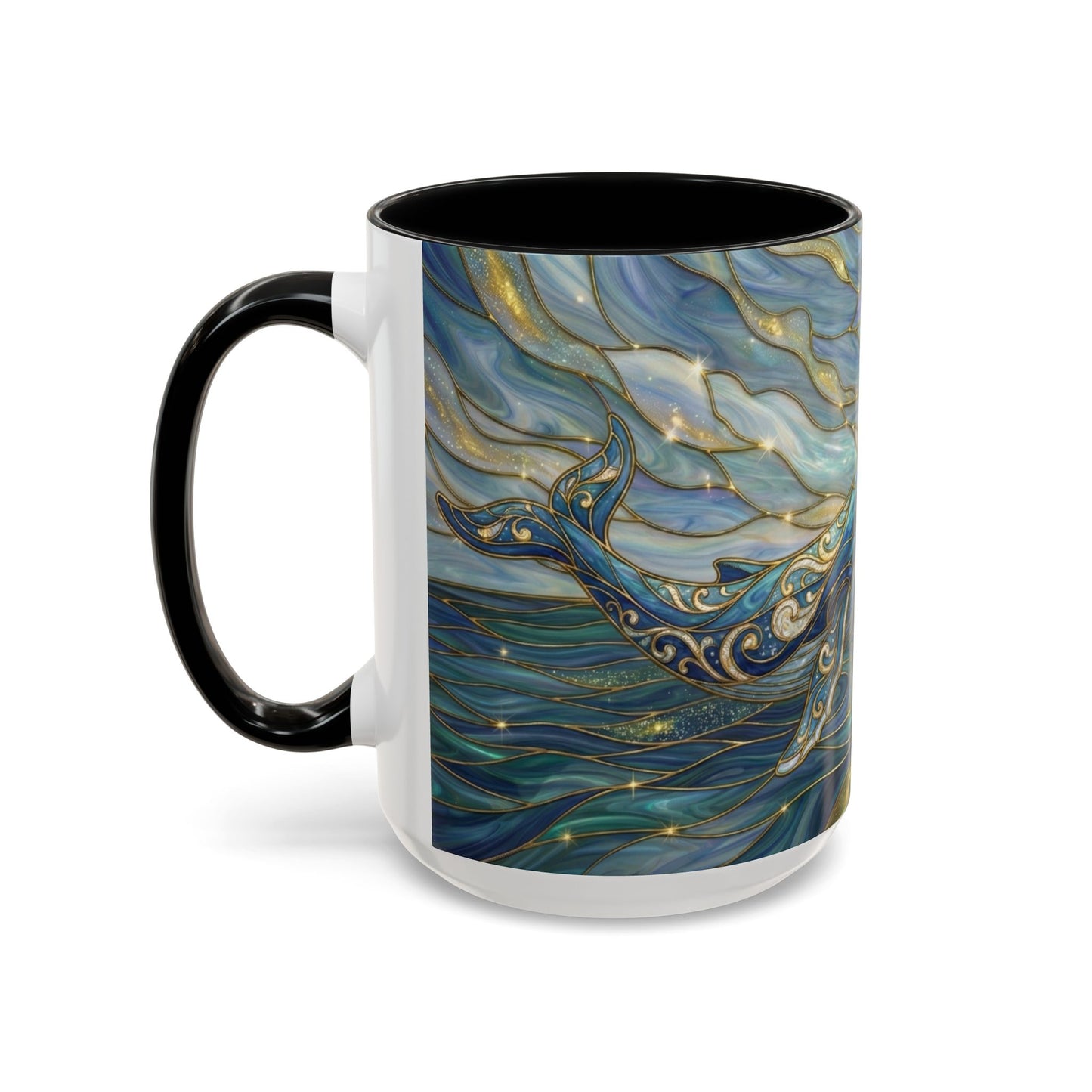 Whimsical Whale & Giraffe Accent Coffee Mug — Artistic Ocean-Sky Illustration (11/15oz)