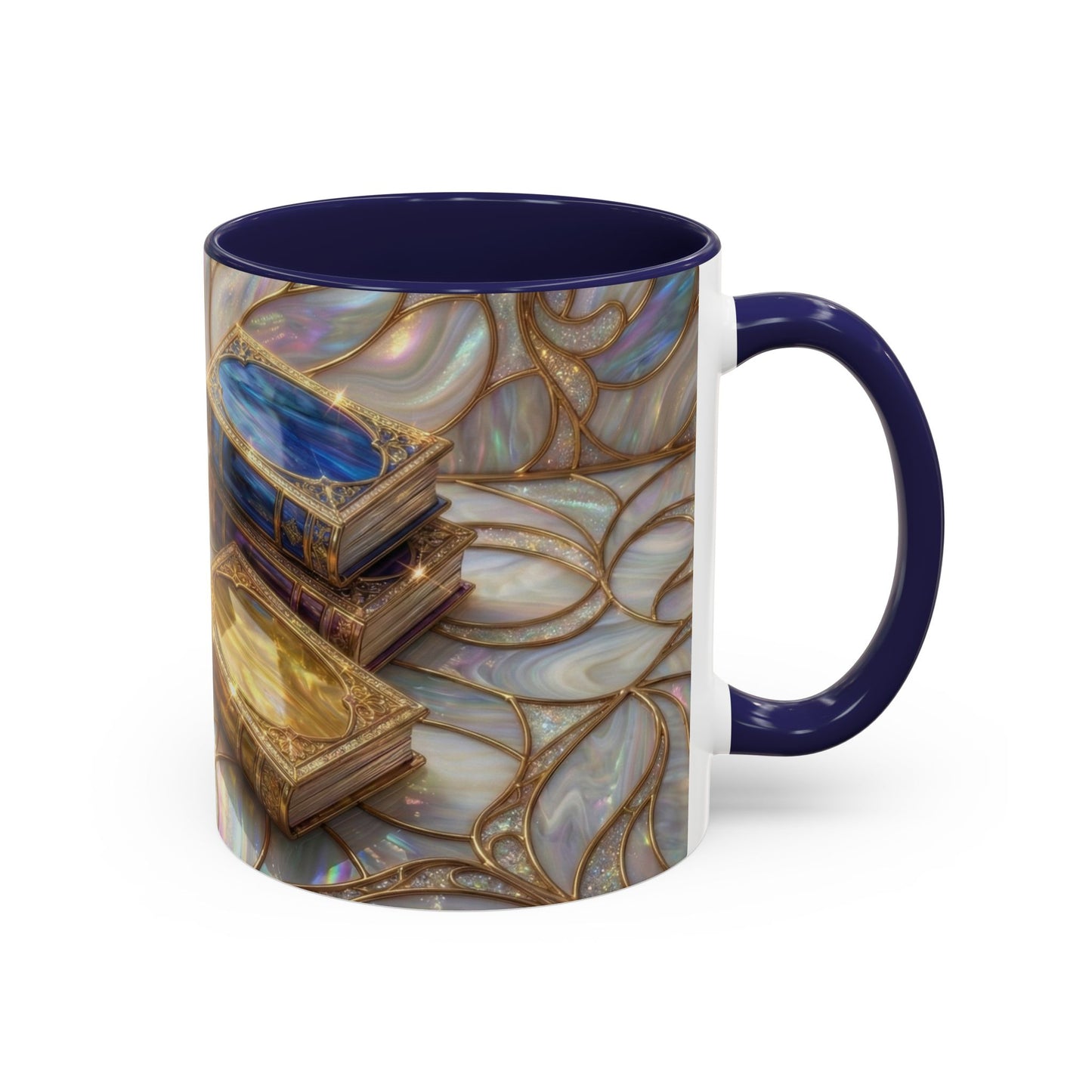 Stained Glass Book Mug, Fantasy Book Lover Coffee Cup, Magical Library Mug, Bookish Gift For Readers, Dark Academia Mug