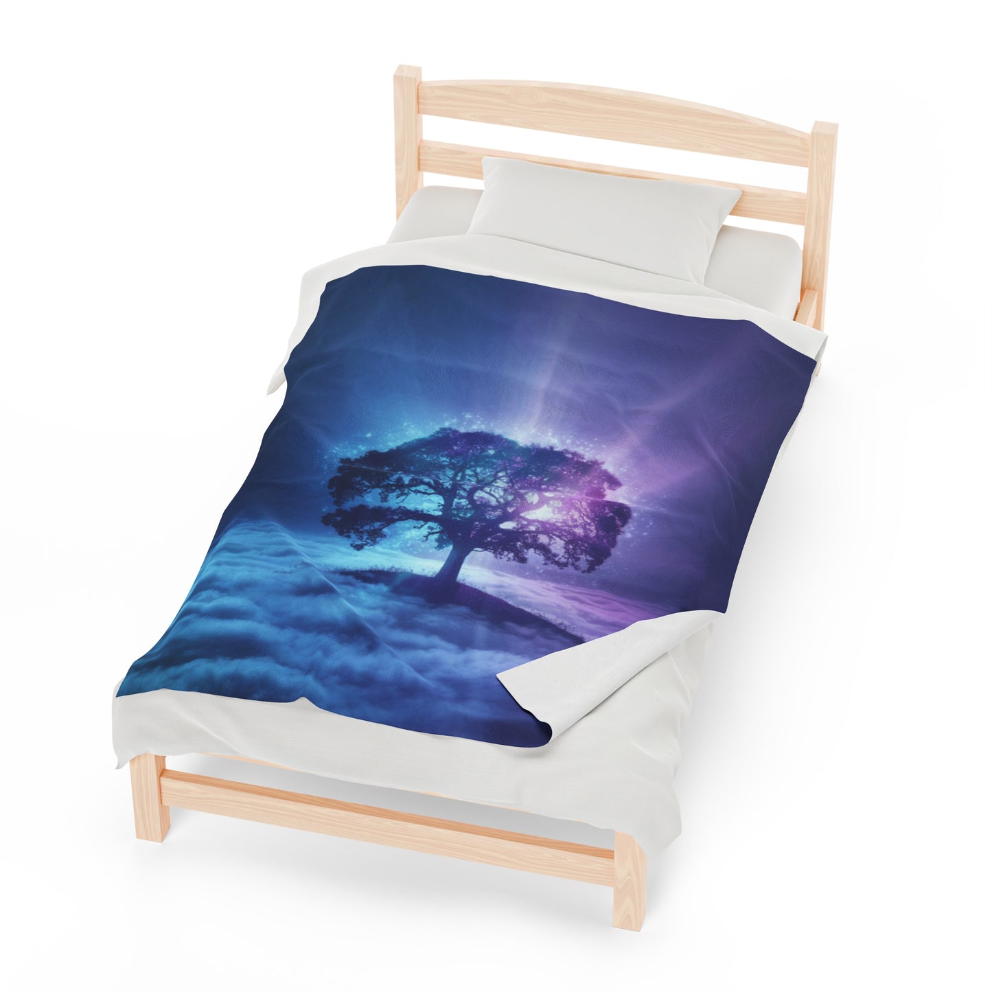 Plush Blanket Dreamy Tree in the Clouds Design