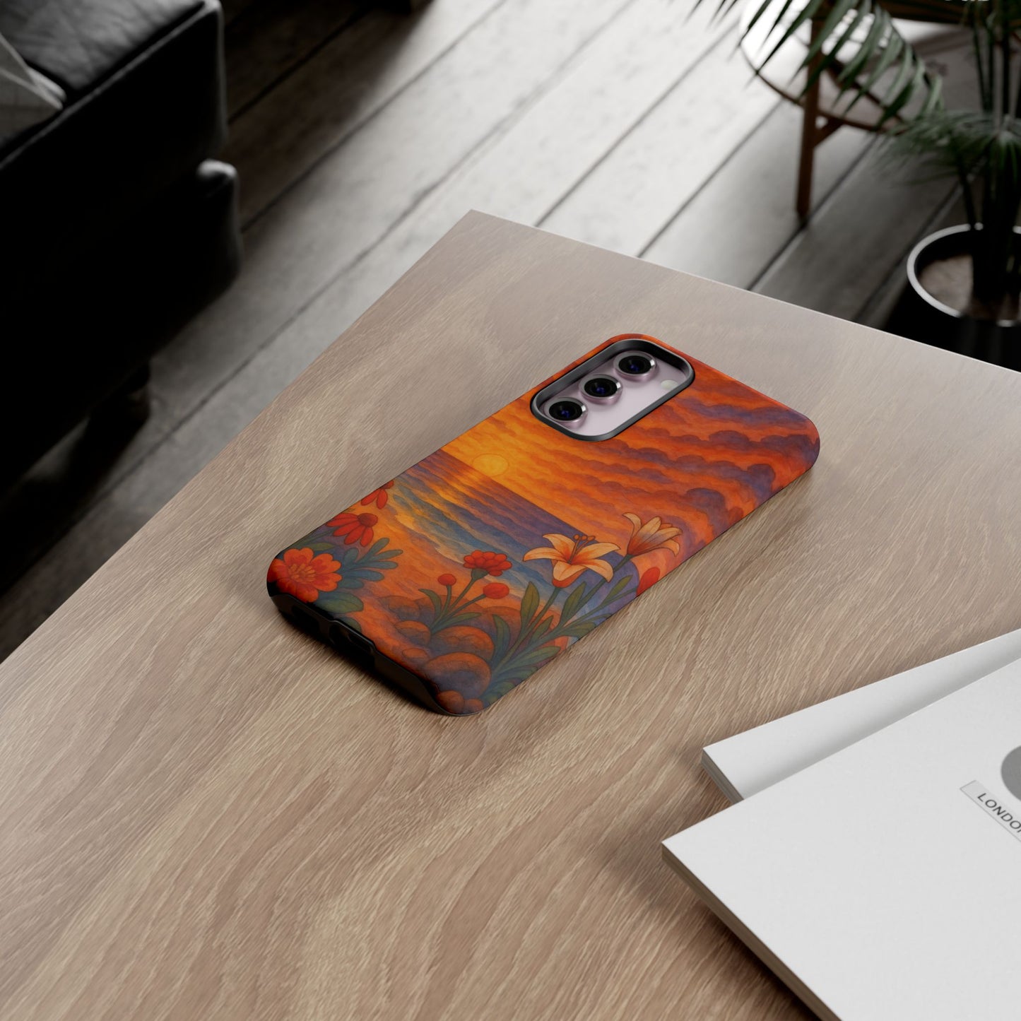 Samsung Case - Floral Ocean Sunset Watercolor Nautical Phone Case Beach Samsung Case Ocean Sunset Theme