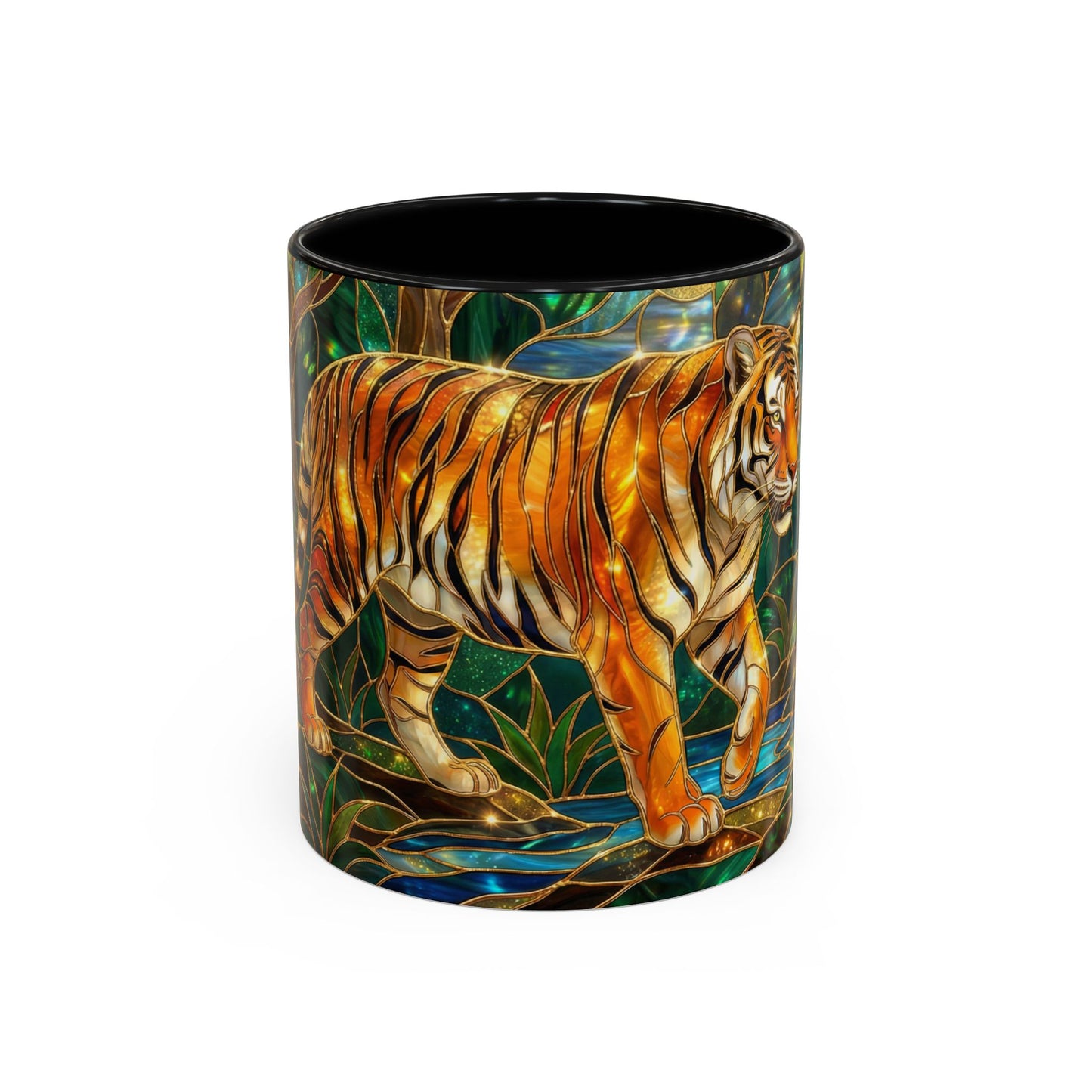 Stained Glass Tiger Mug, Tiger Coffee Cup, Wildlife Art Mug, Jungle Tiger Gift, Animal Lover Mug, Nature Inspired Coffee Cup