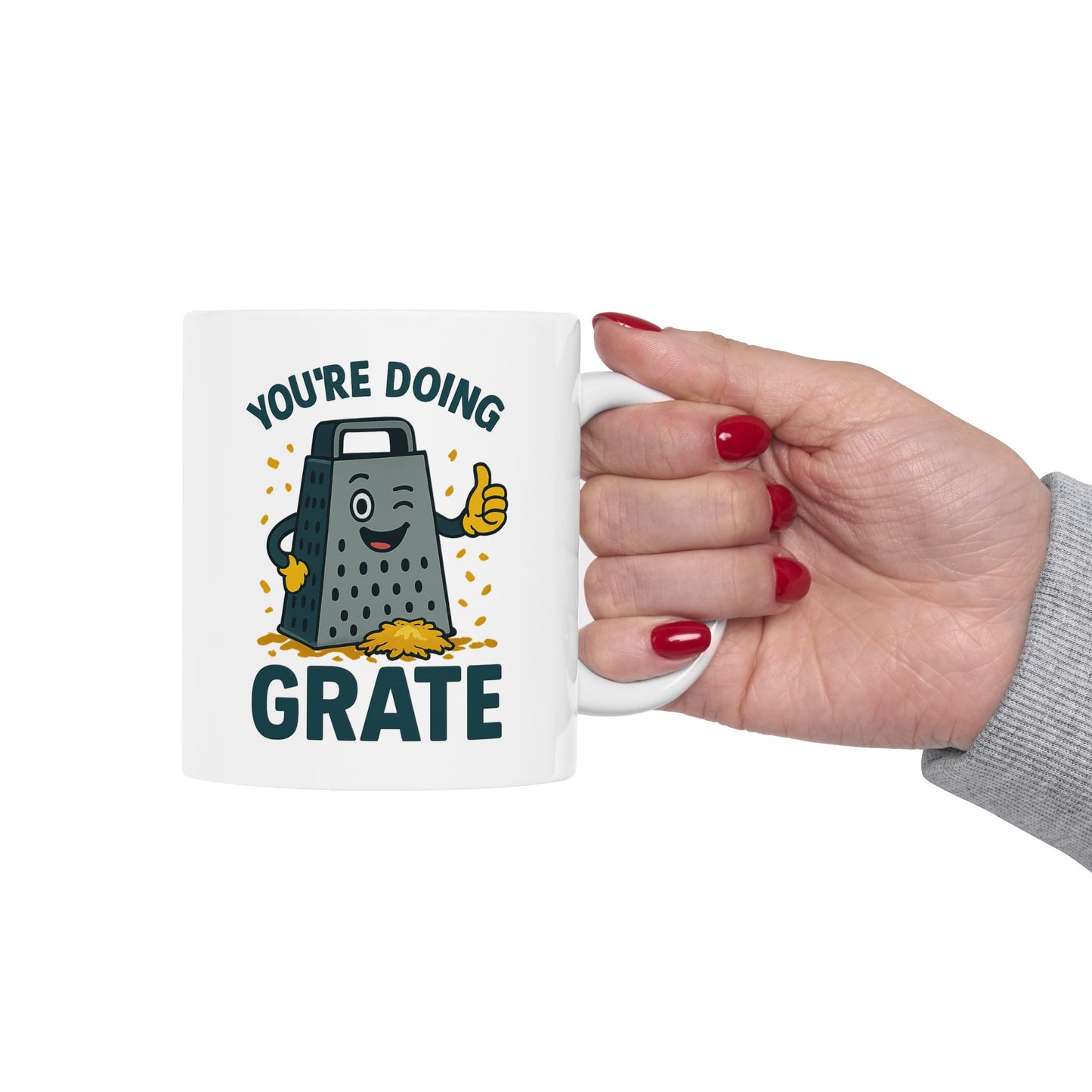 You’re Doing Grate Funny Pun Mug – Cheesy Kitchen Coffee Cup, Positive Encouragement Gift for Coworkers, Friends & Teachers