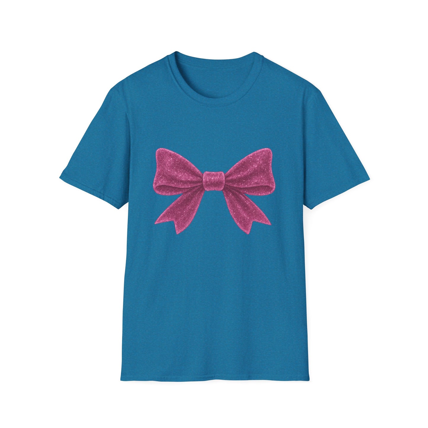 Feminine Pink Bow Graphic Tee | Coquette Bow T-Shirt | Sparkly Ribbon Shirt for Soft Girl Aesthetic | Gift for Her