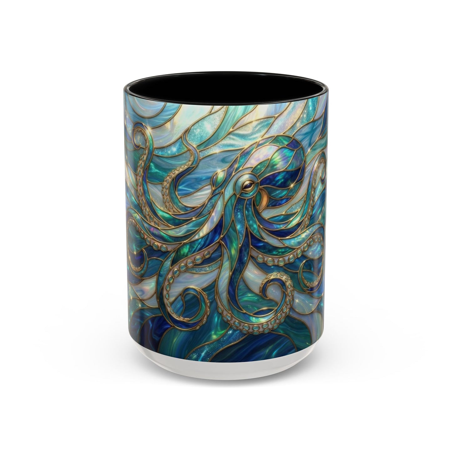 Stained Glass Octopus Mug, Octopus Coffee Mug, Ocean Art Mug, Nautical Decor Cup, Sea Creature Mug, Octopus Lover Gift