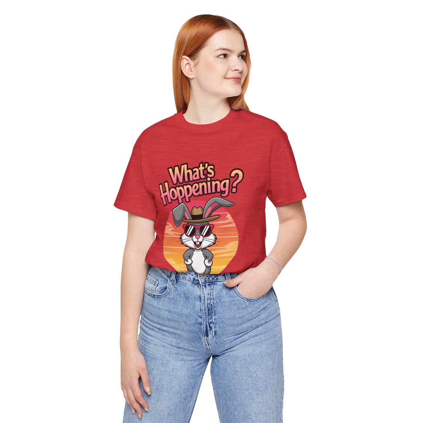 What’s Hoppening Funny Bunny Shirt – Cute Rabbit Pun T-Shirt – Sunset Graphic Tee for Animal Lovers, Easter, and Pun Enthusiasts