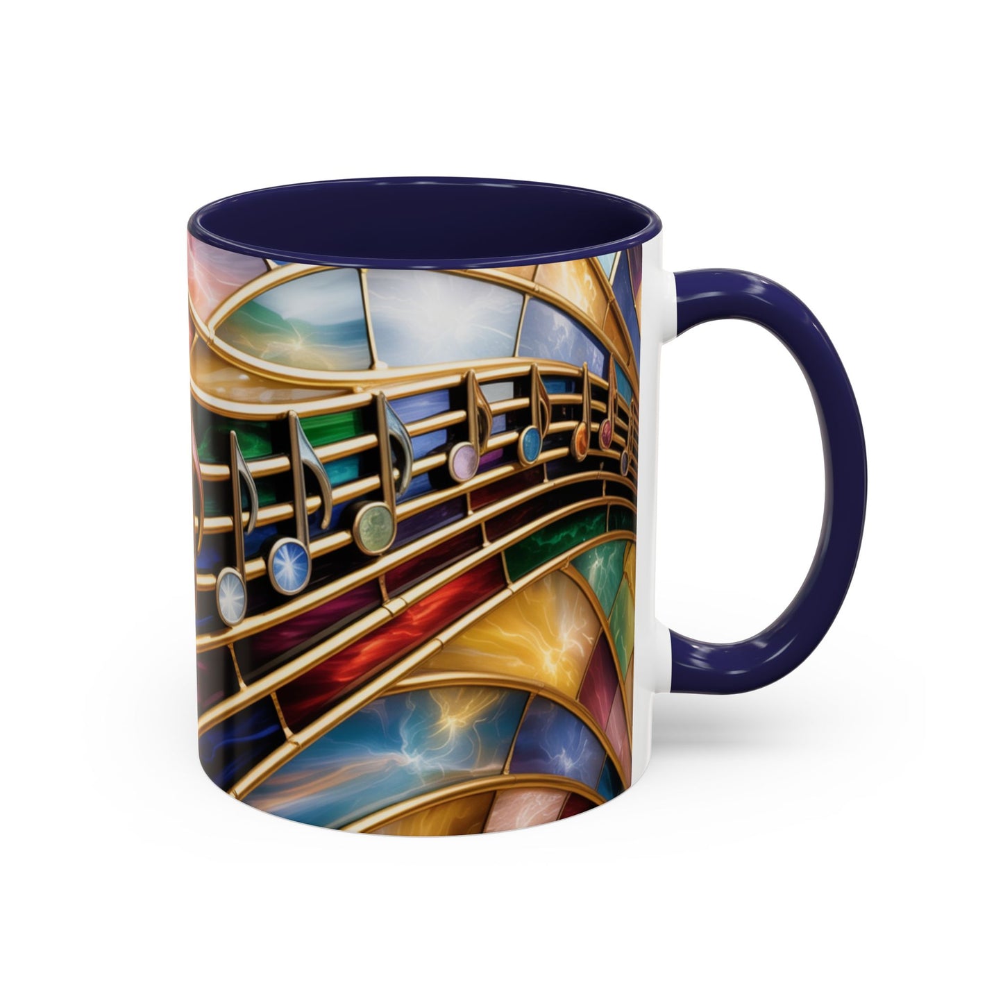 Stained Glass Music Mug, Musical Notes Coffee Cup, Colorful Treble Clef Mug, Musician Gift Idea, Music Lover Cup, Art Mug for Singers