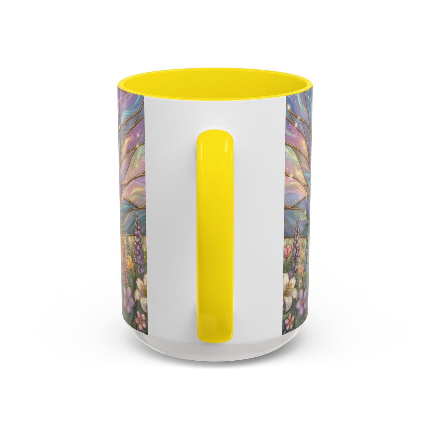 Stained Glass Cross Mug, Easter Lily Coffee Cup, Christian Religious Gift, Pastel Floral Faith Mug, Spring Believer Cup, Baptism Present