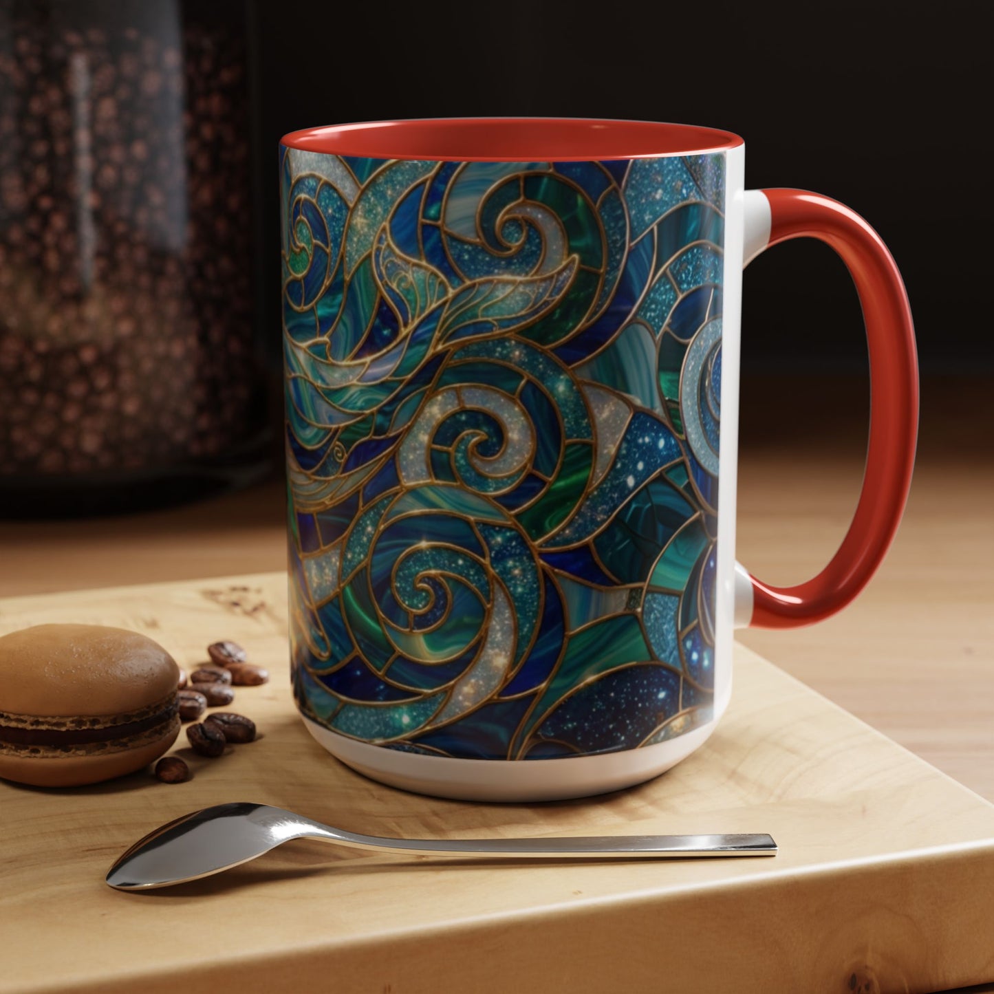 Stained Glass Whale Mug, Ocean Art Coffee Cup, Blue Sea Life Design, Nautical Gift For Ocean Lovers, Colorful Stained Glass Whale Cup
