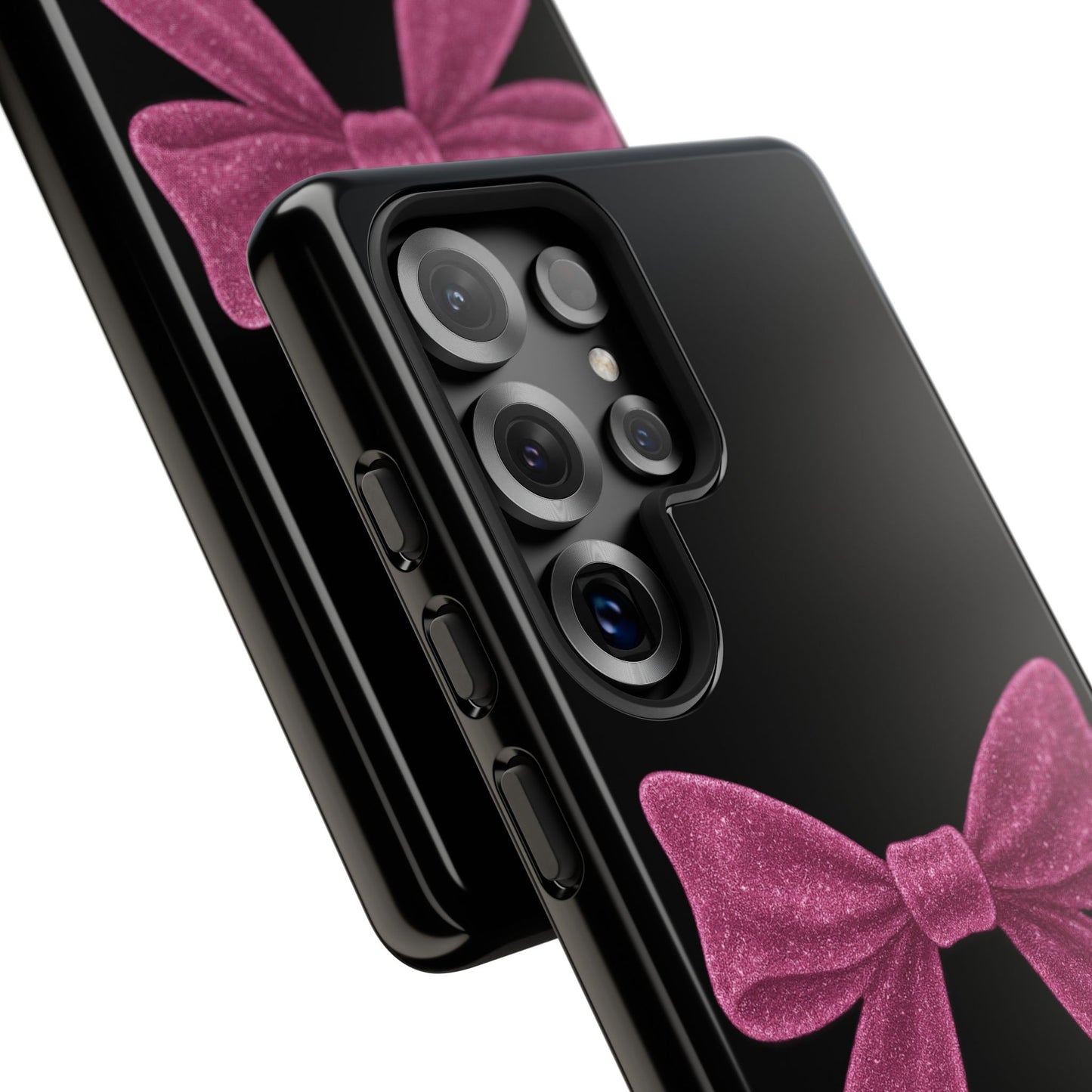 Pink Glitter Bow Samsung Case – Coquette Aesthetic Phone Cover – Girly Glossy Galaxy Case – Cute Soft Girl Tech Accessory – Kawaii Gift Idea