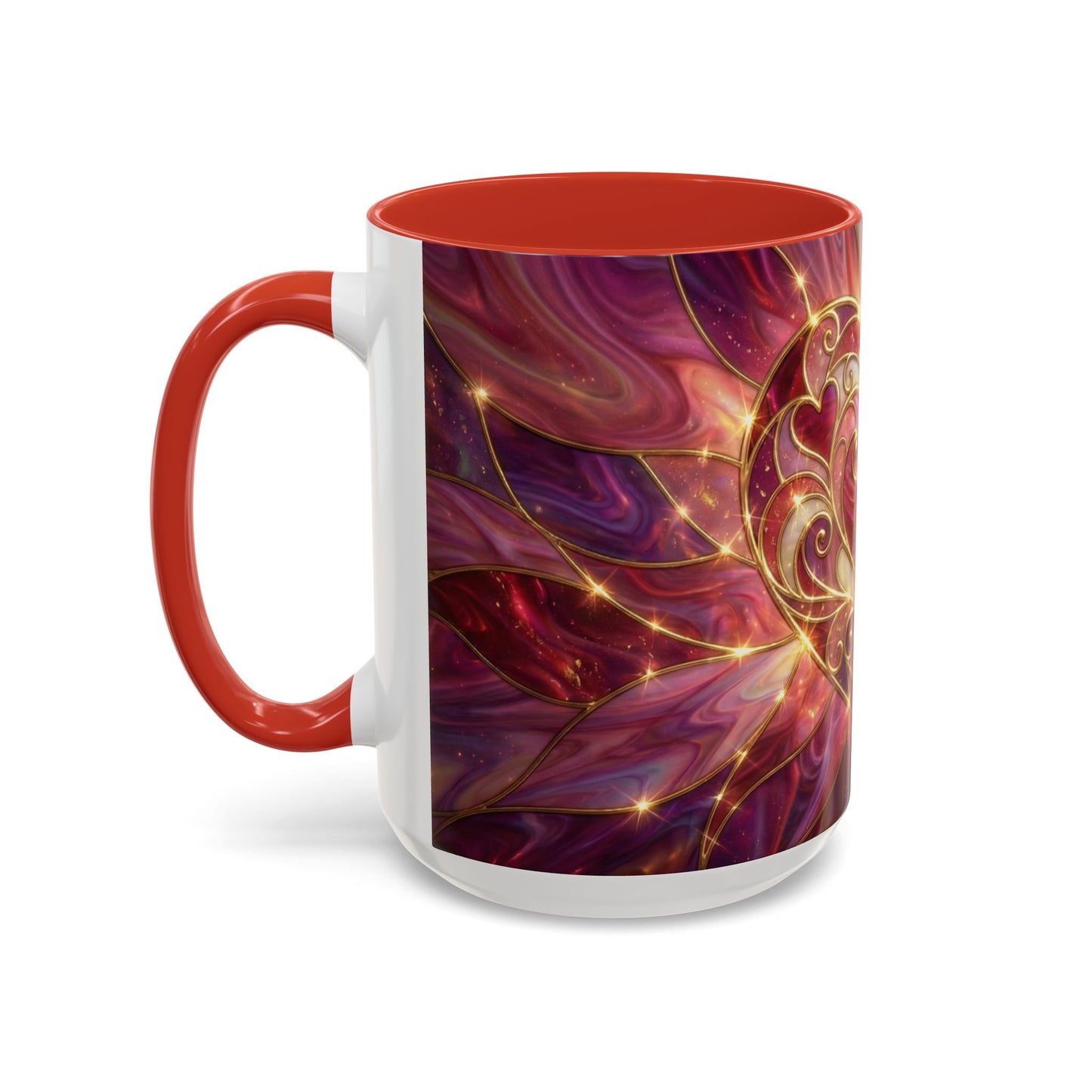 Stained Glass Heart Mug, Romantic Coffee Mug, Valentine Gift Mug, Love Heart Cup, Pink Aesthetic Mug, Anniversary Gift For Her